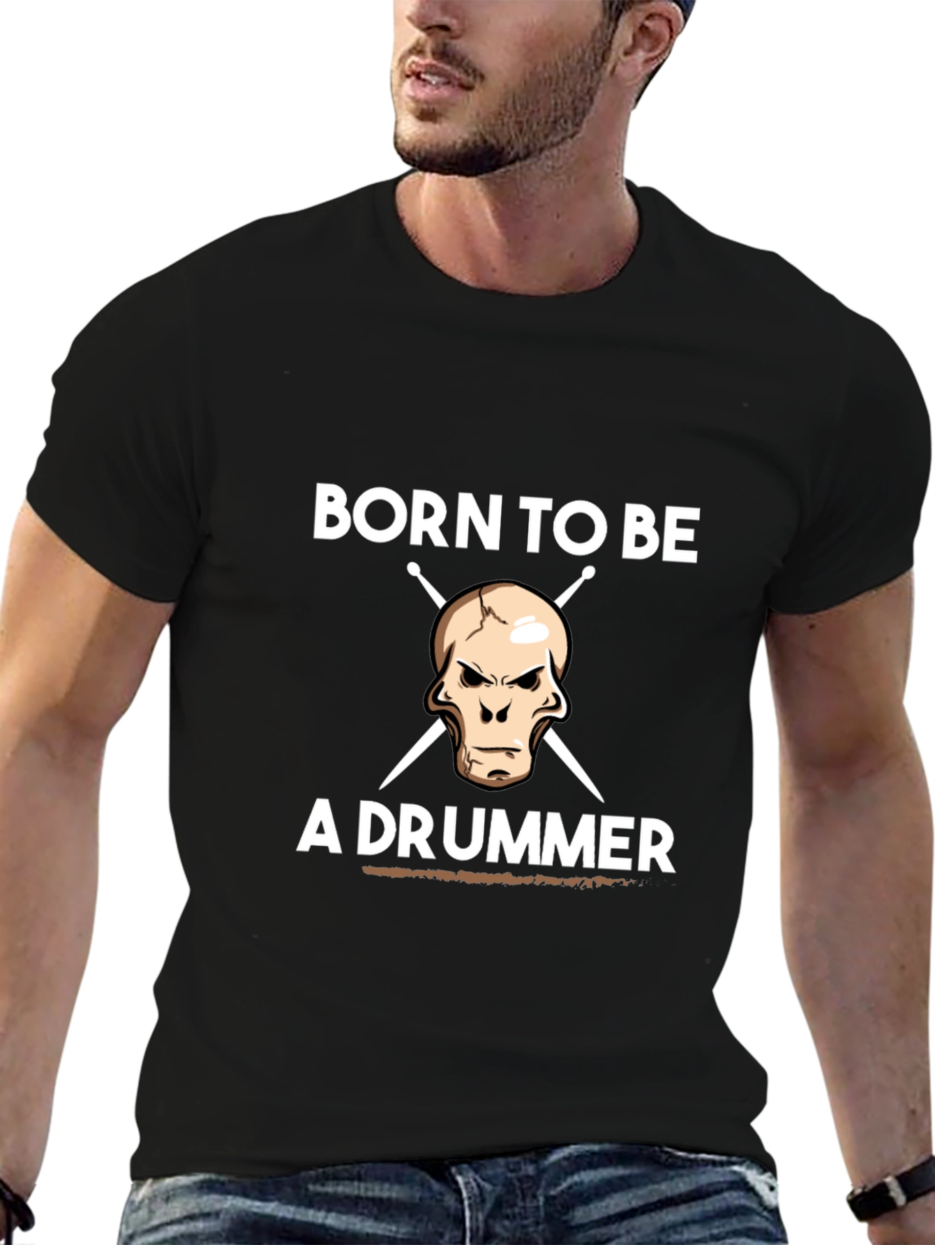 Born to Be a Drummer Graphic Tee - Black Cotton T-Shirt