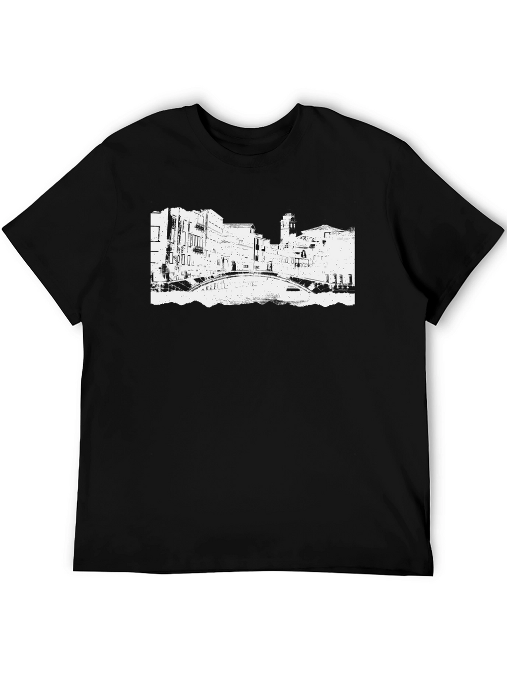 Black T-Shirt with Venice Bridge Graphic