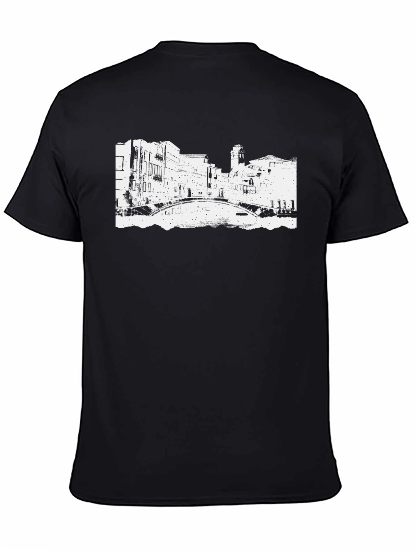 Black T-Shirt with Venice Bridge Graphic
