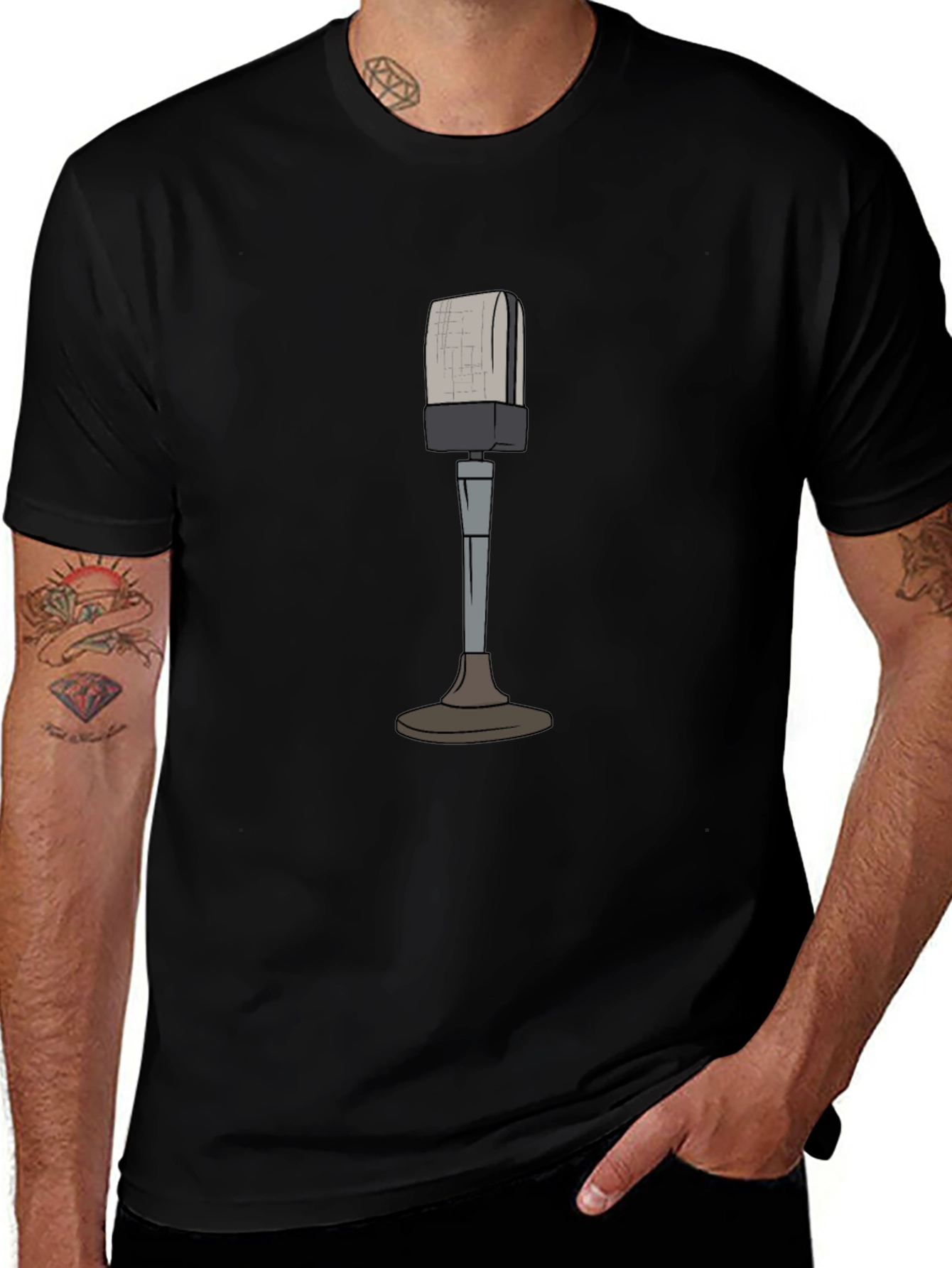 Vintage Microphone Graphic Tee - Retro Style