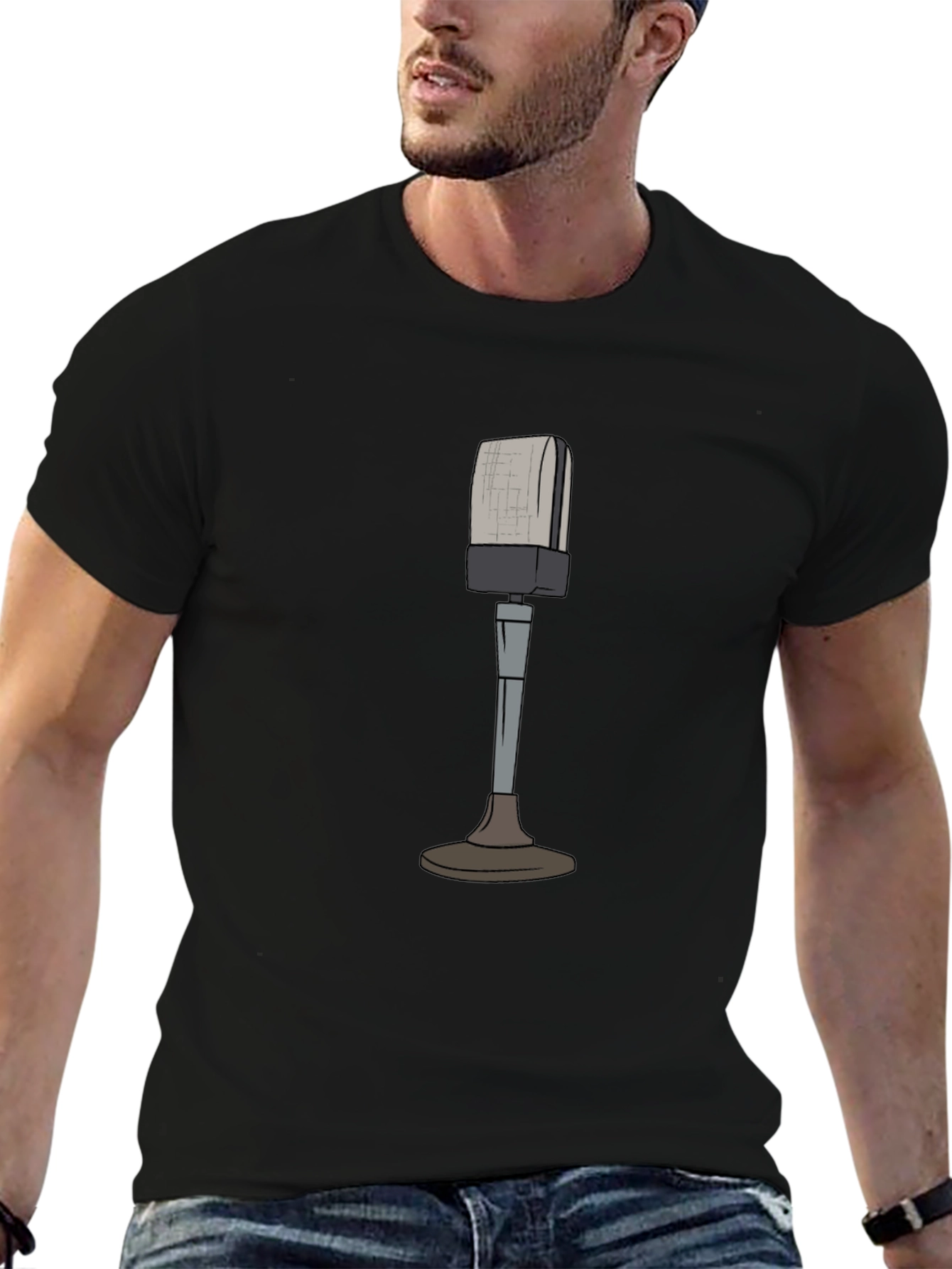 Vintage Microphone Graphic Tee - Retro Style