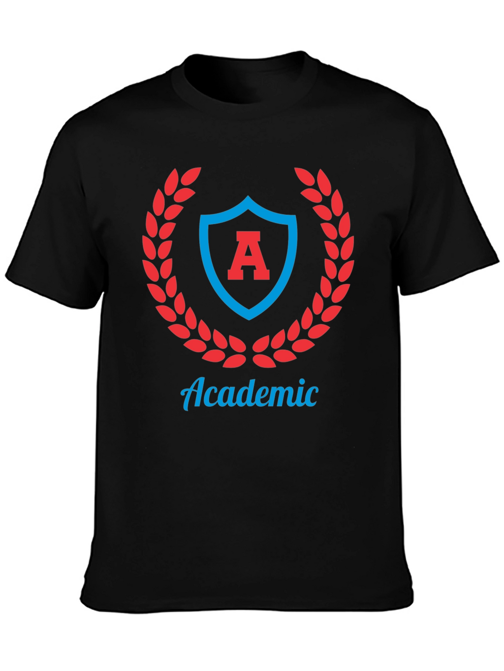 Academic Crest Graphic Tee - Stylish Black T-Shirt