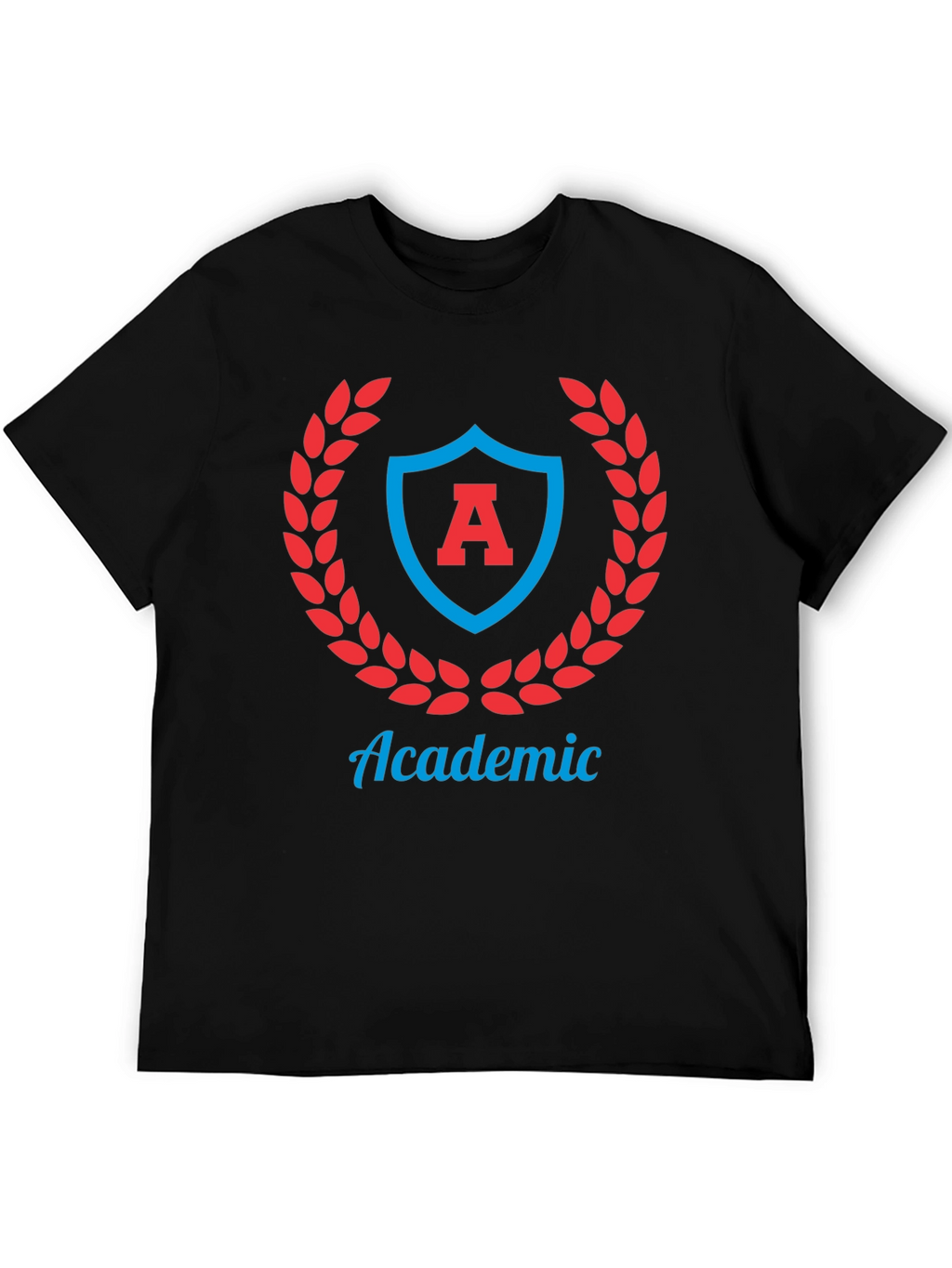 Academic Crest Graphic Tee - Stylish Black T-Shirt
