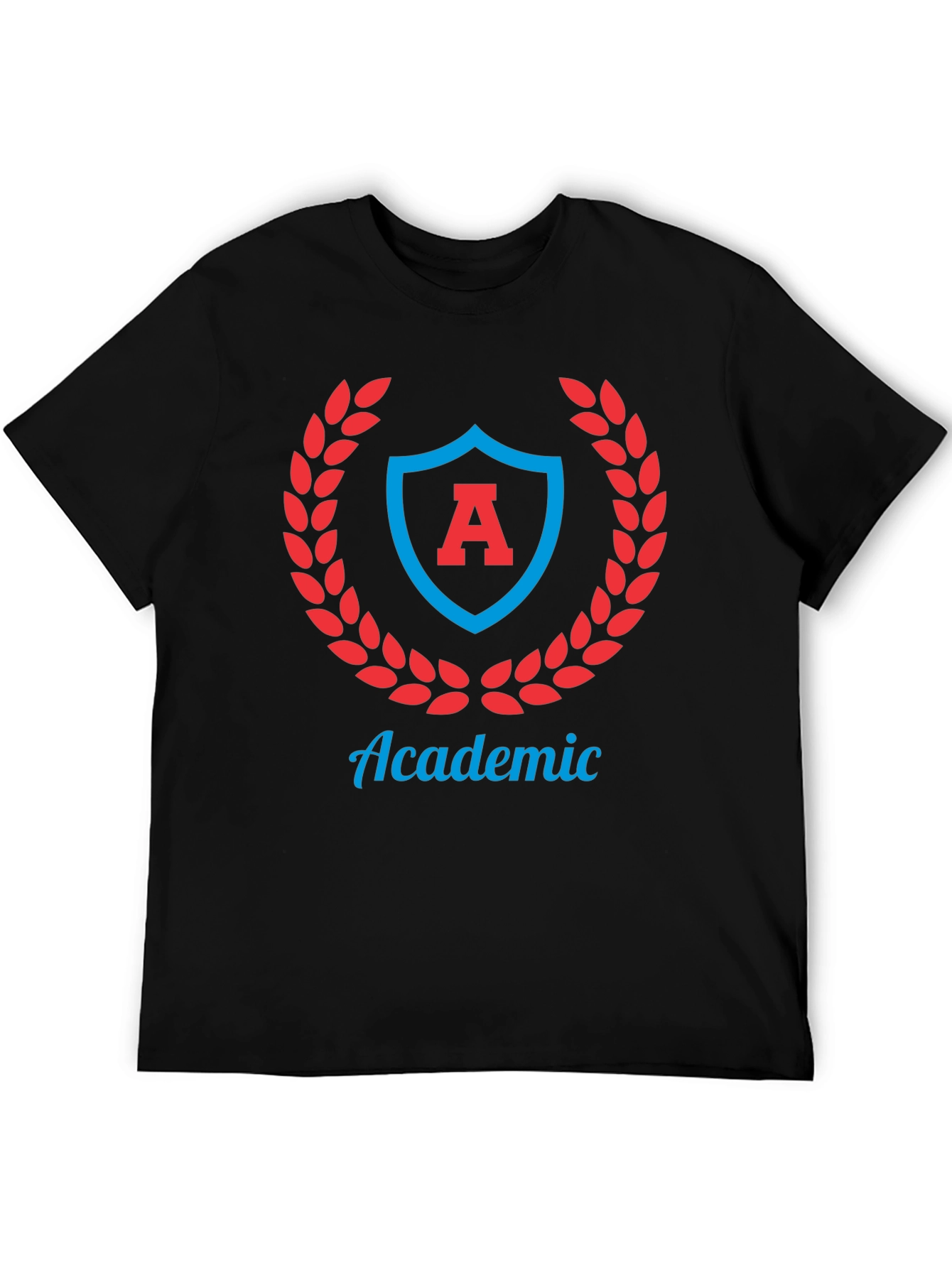 Academic Crest Graphic Tee - Stylish Black T-Shirt