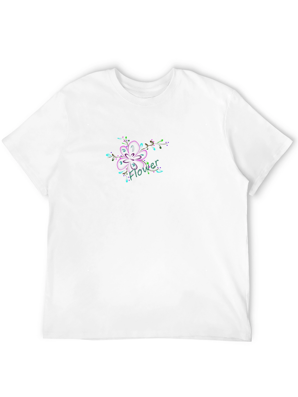Black T-Shirt with Flower Graphic