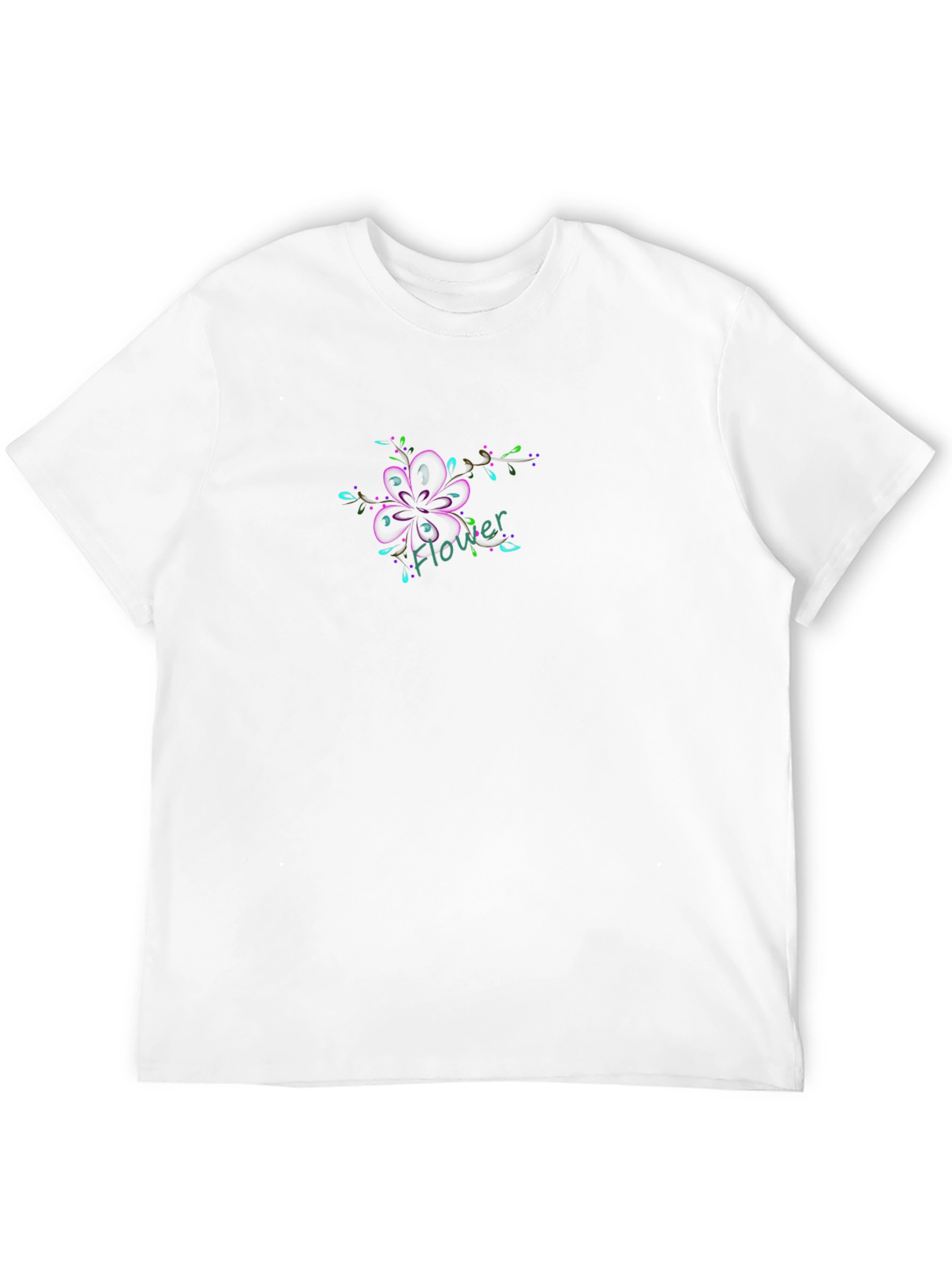 Black T-Shirt with Flower Graphic