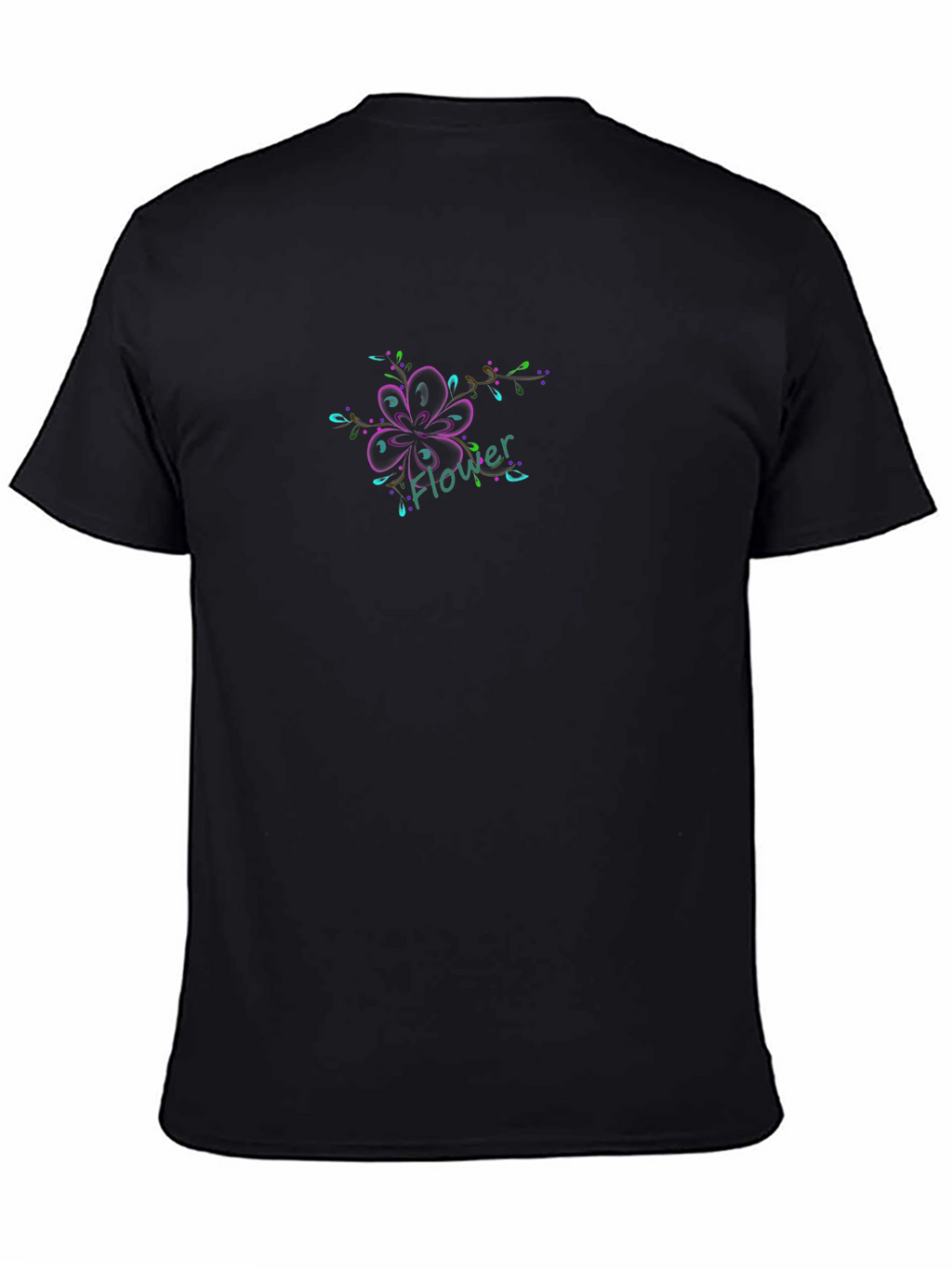 Black T-Shirt with Flower Graphic