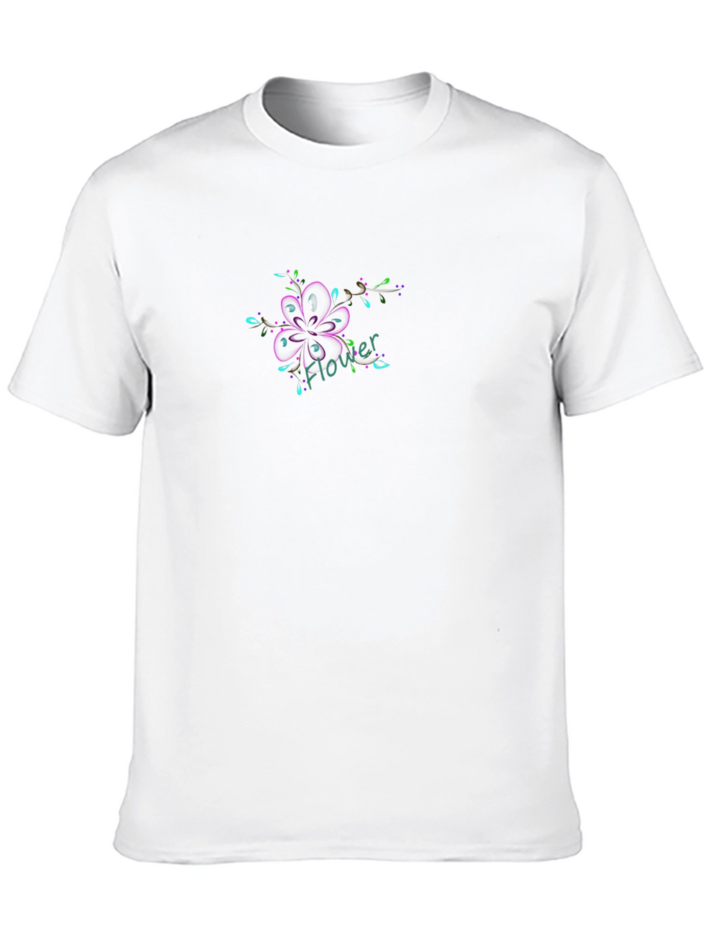Black T-Shirt with Flower Graphic