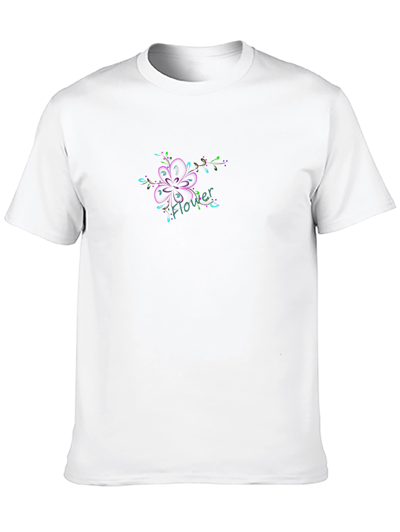Black T-Shirt with Flower Graphic