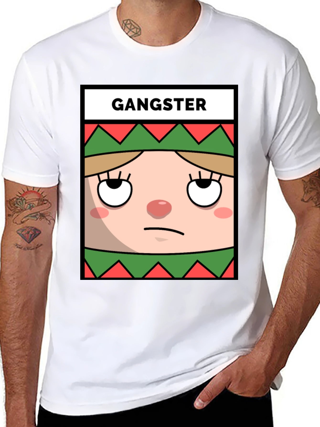 Gangster Elf Graphic Tee - Mens Black T-Shirt