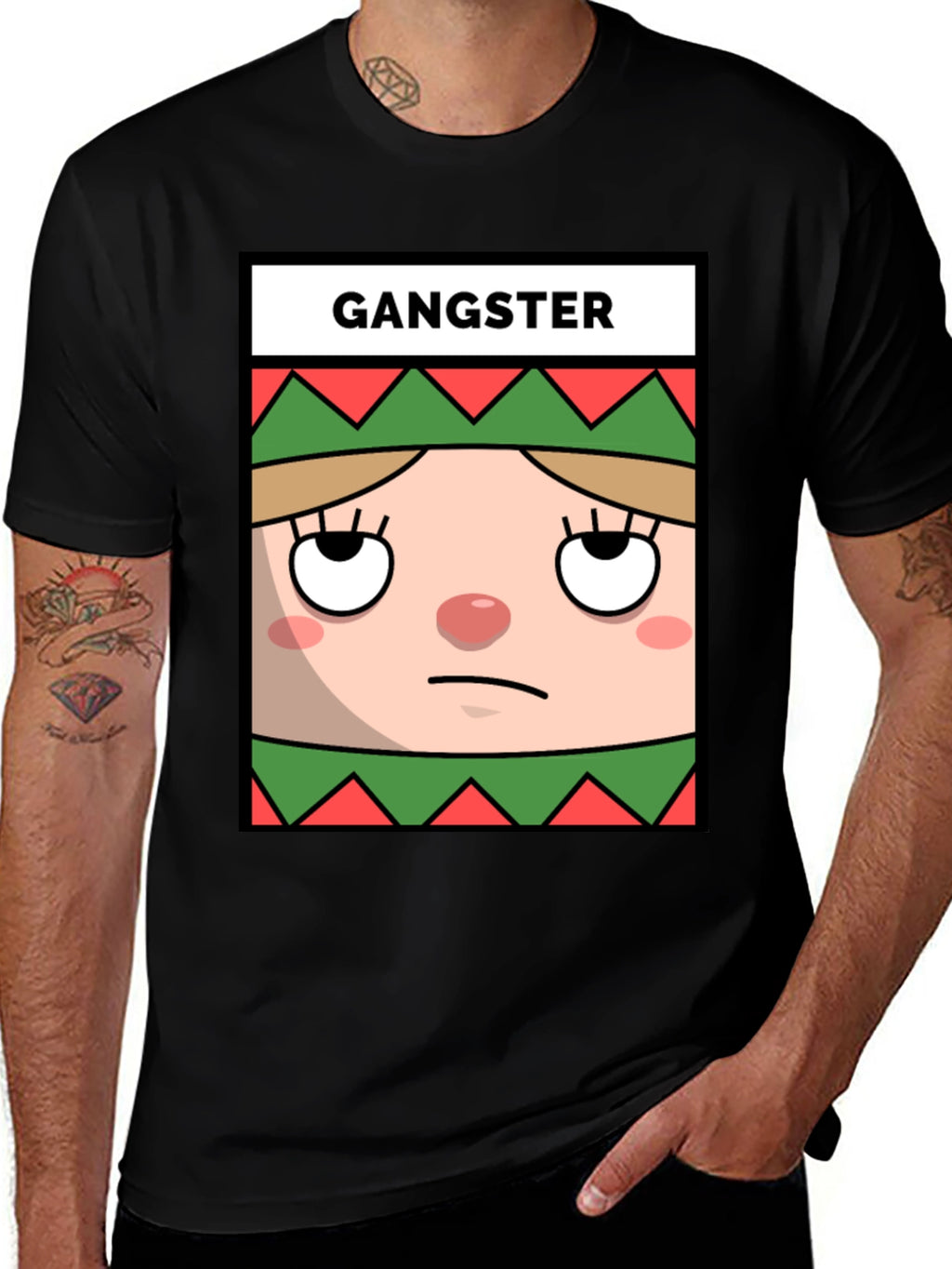 Gangster Elf Graphic Tee - Mens Black T-Shirt