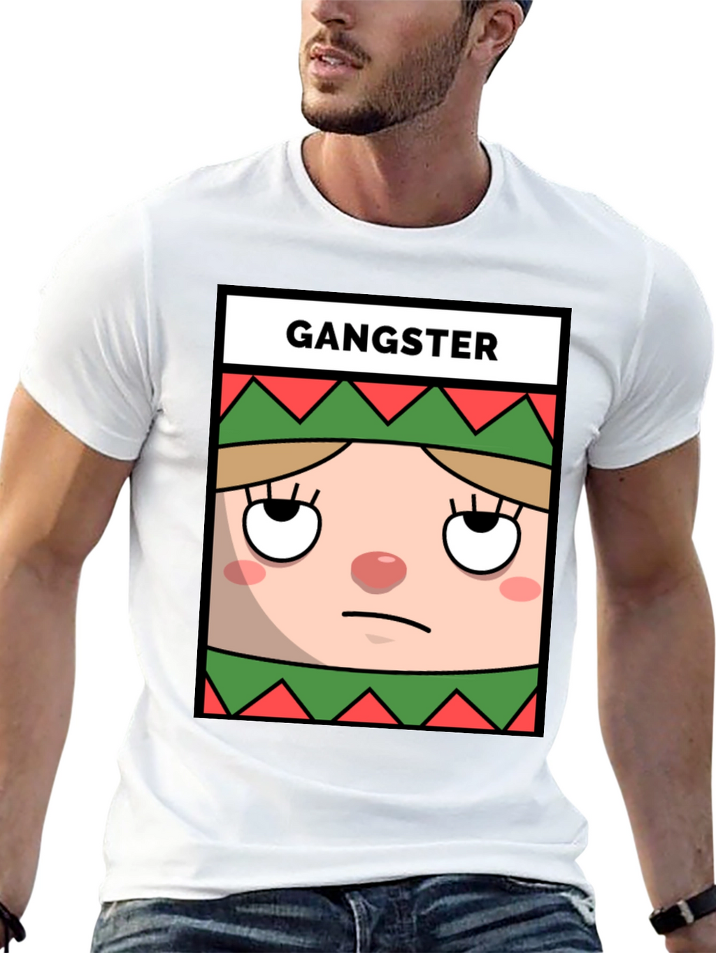 Gangster Elf Graphic Tee - Mens Black T-Shirt
