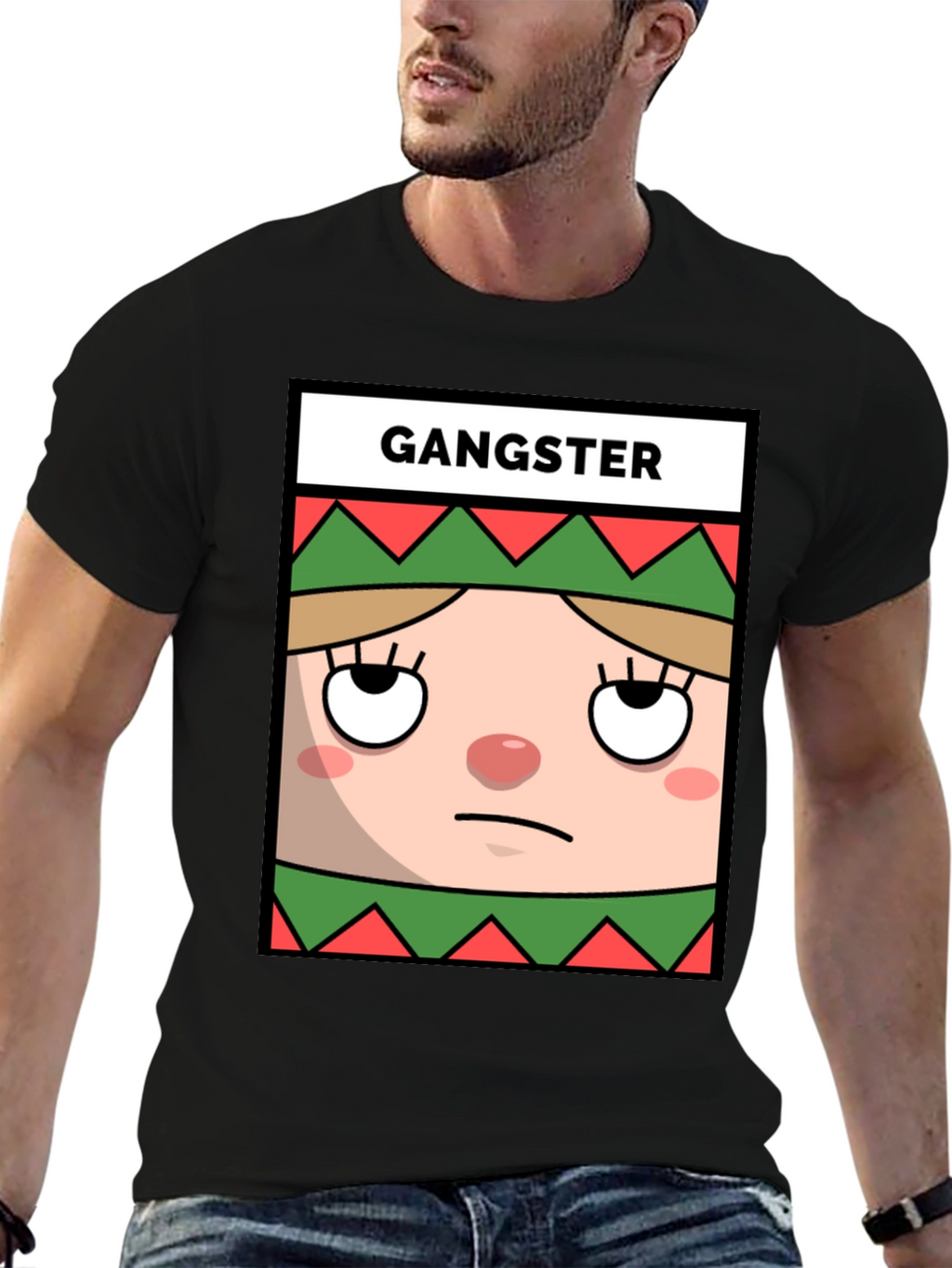 Gangster Elf Graphic Tee - Mens Black T-Shirt