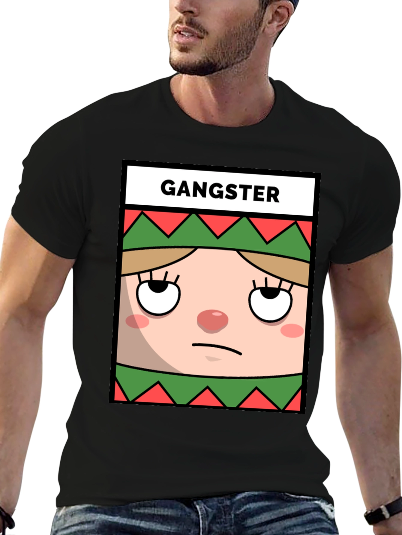 Gangster Elf Graphic Tee - Mens Black T-Shirt