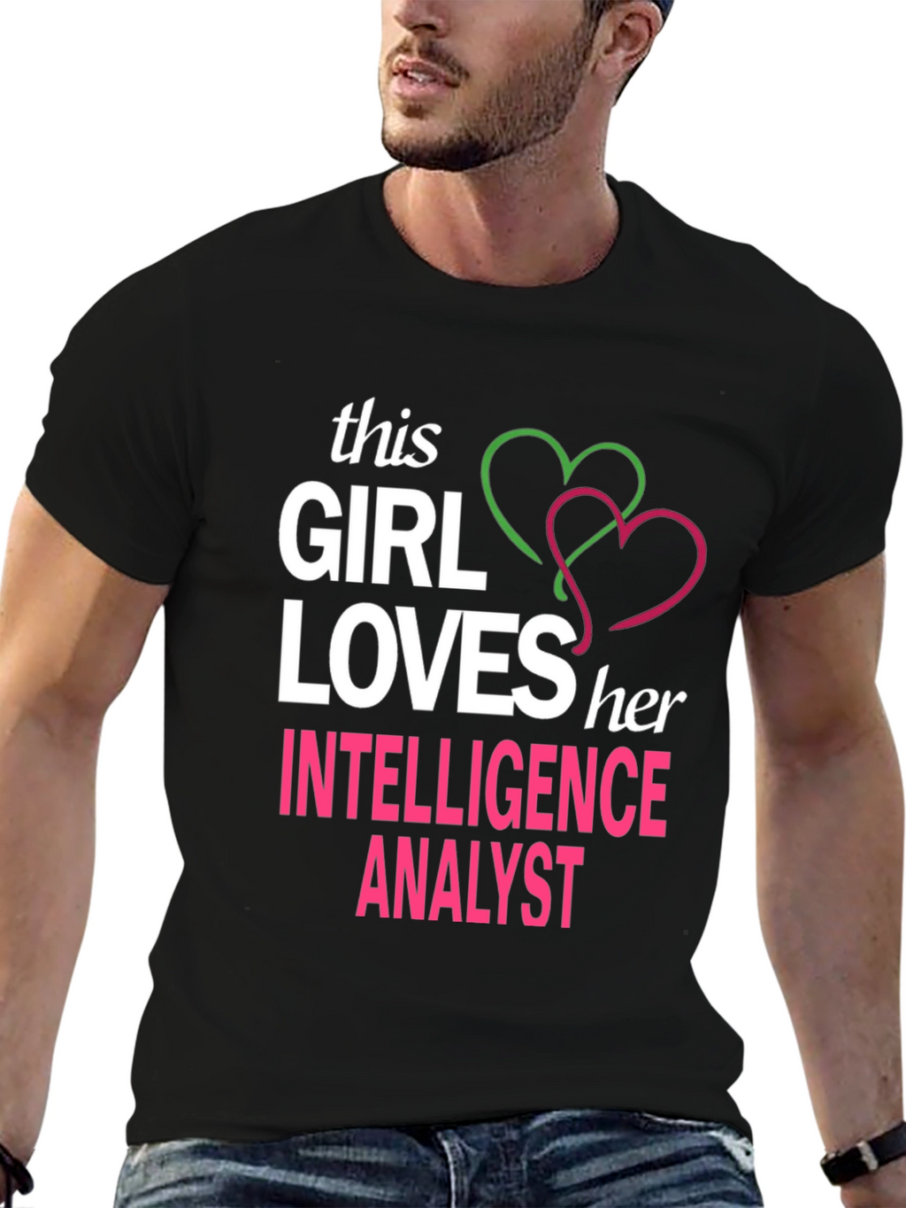 Girl Loves Her Intelligence Analyst Graphic T-Shirt