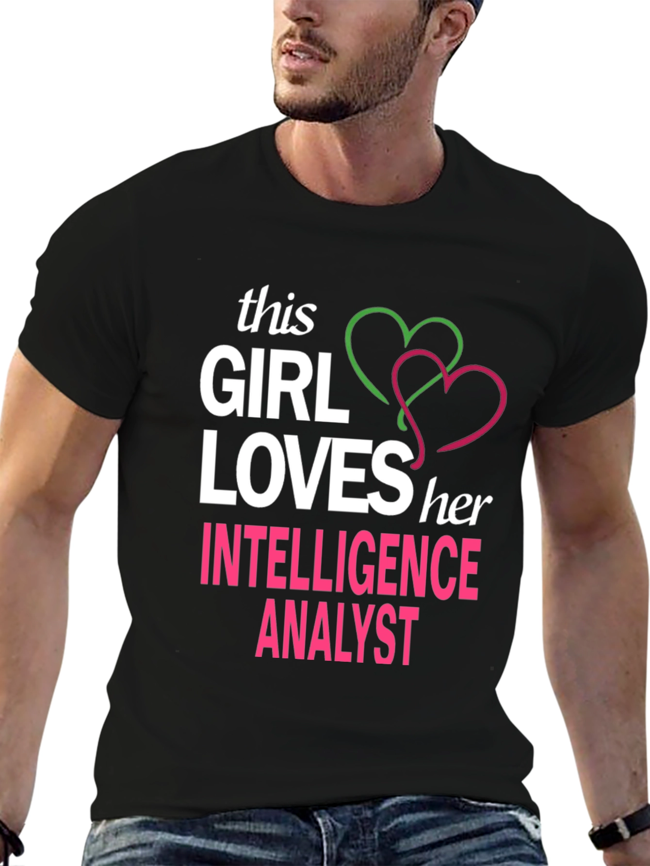 Girl Loves Her Intelligence Analyst Graphic T-Shirt