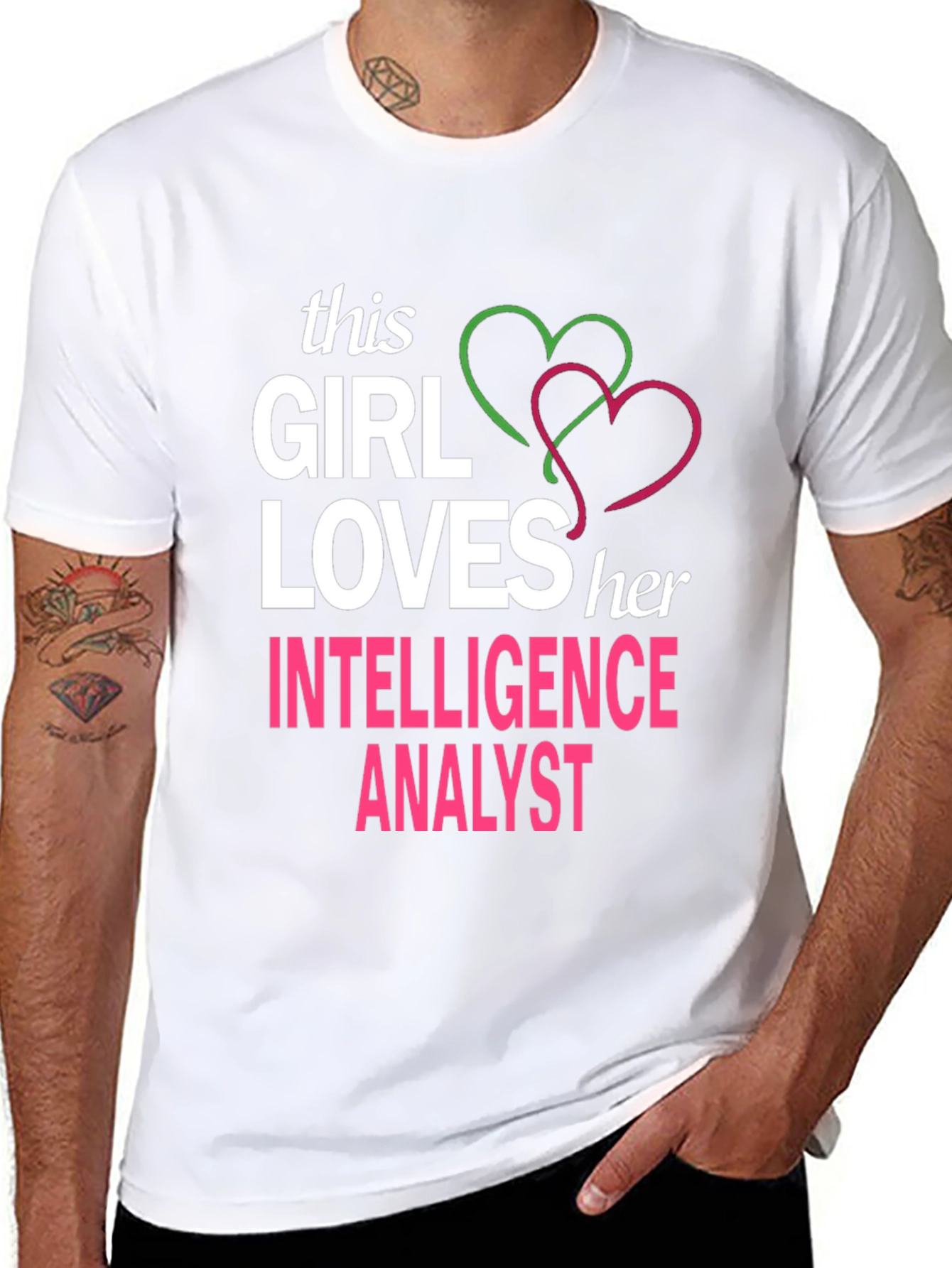 Girl Loves Her Intelligence Analyst Graphic T-Shirt