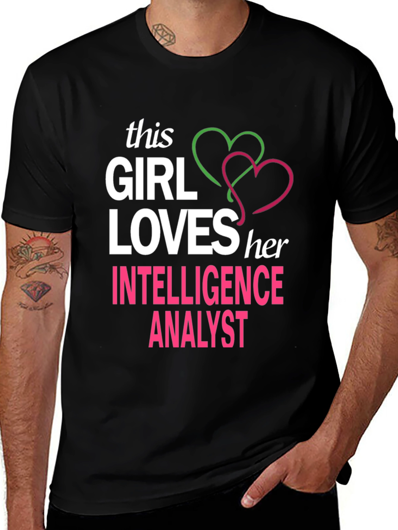 Girl Loves Her Intelligence Analyst Graphic T-Shirt