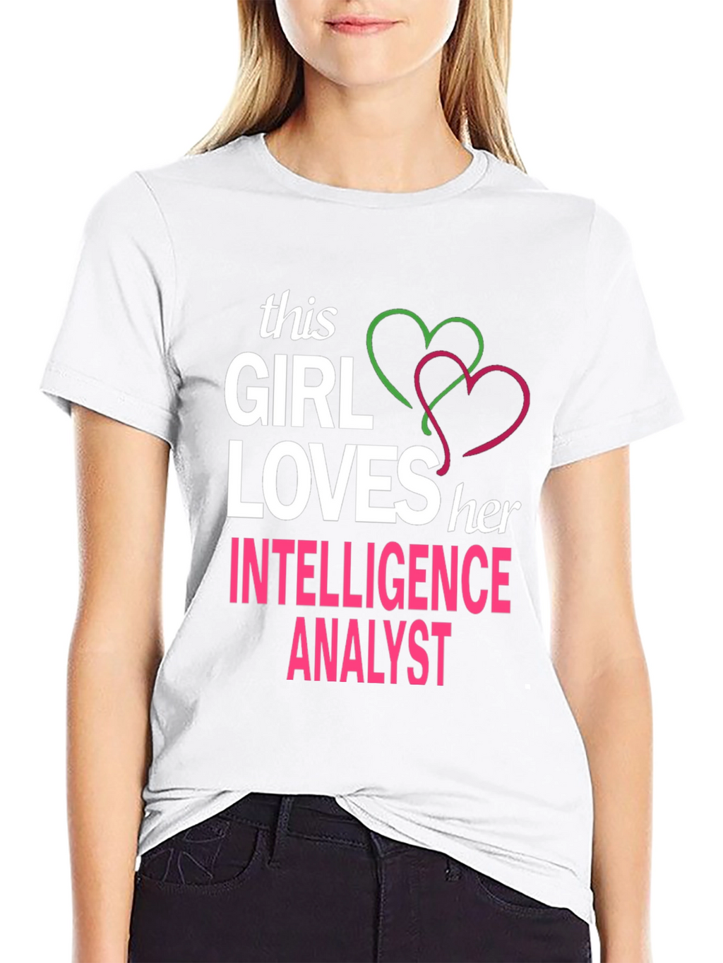 Girl Loves Her Intelligence Analyst Graphic T-Shirt