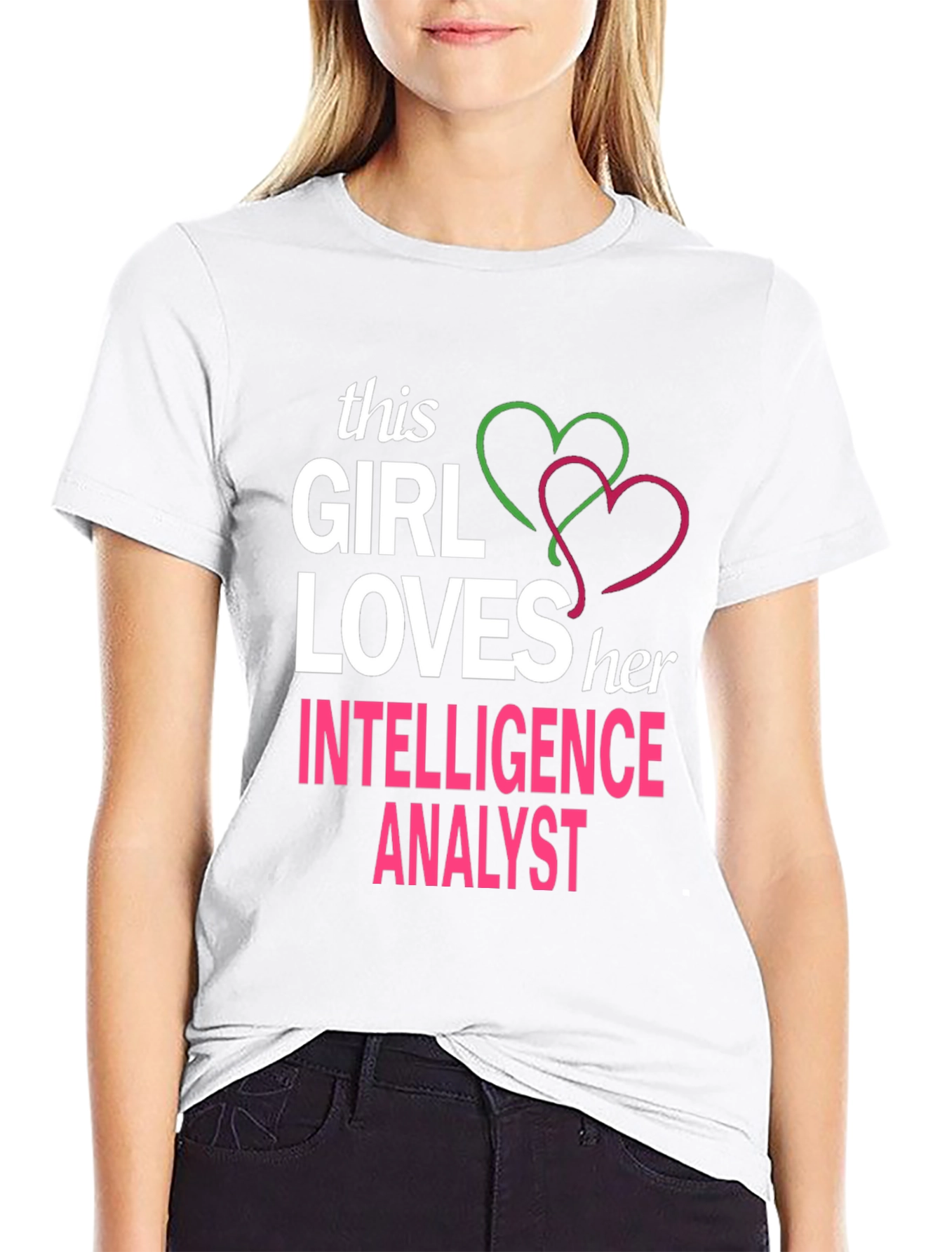 Girl Loves Her Intelligence Analyst Graphic T-Shirt
