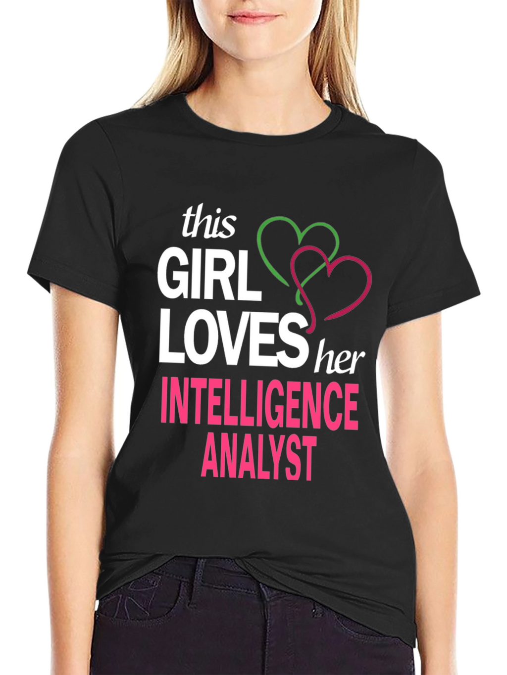 Girl Loves Her Intelligence Analyst Graphic T-Shirt