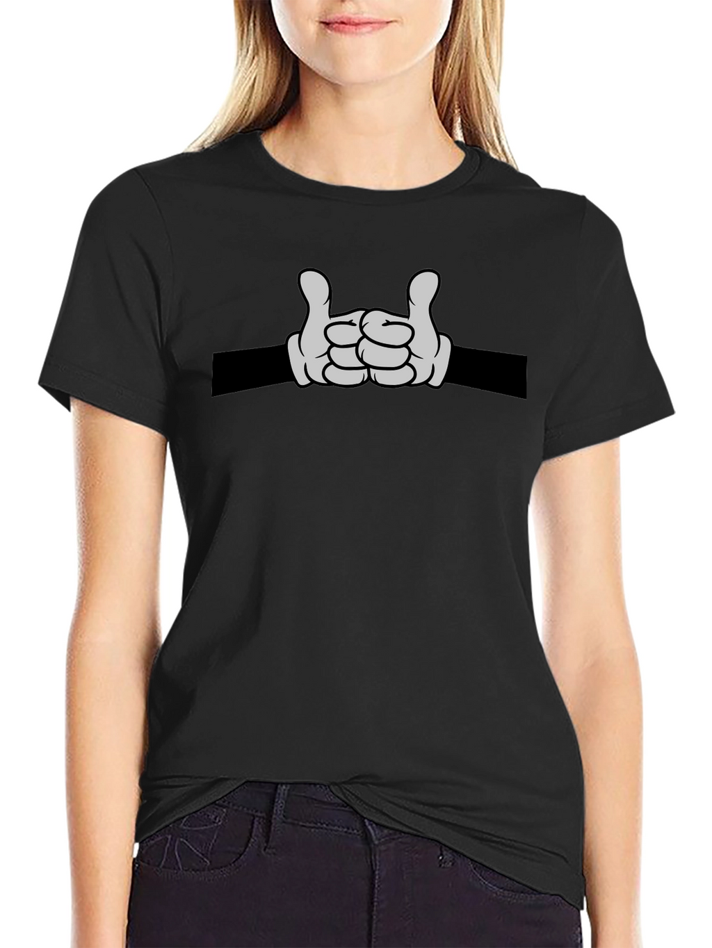 Cartoon Hands Rock On Graphic Tee