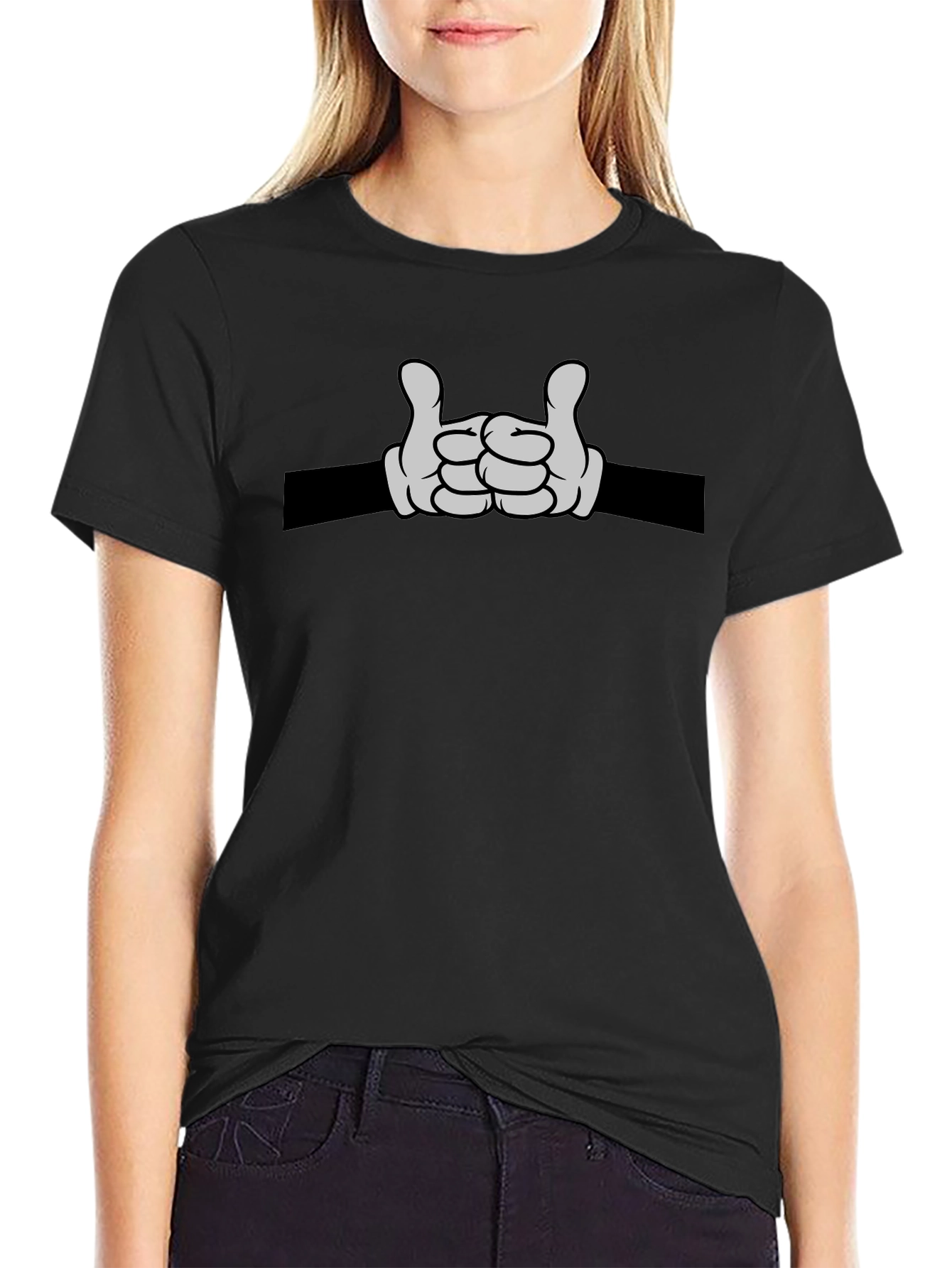 Cartoon Hands Rock On Graphic Tee