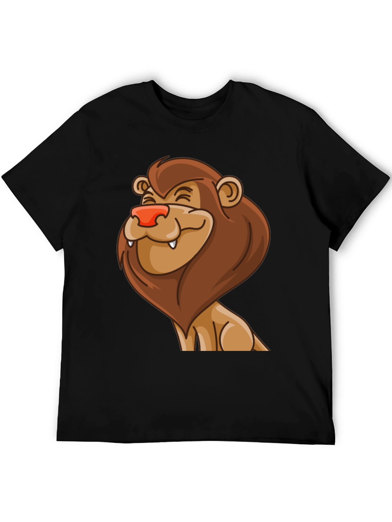 Cartoon Lion Graphic Black T-Shirt