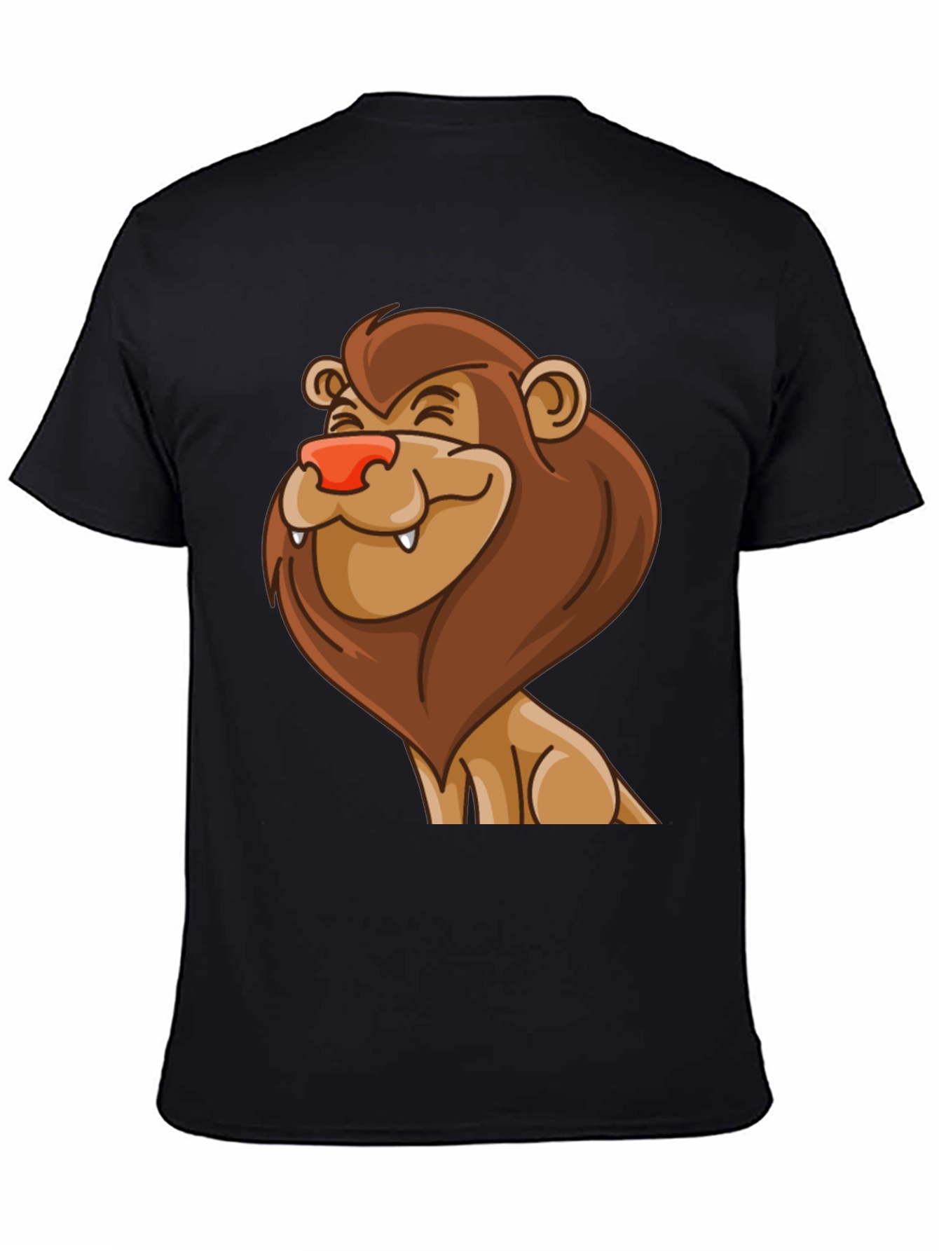 Cartoon Lion Graphic Black T-Shirt