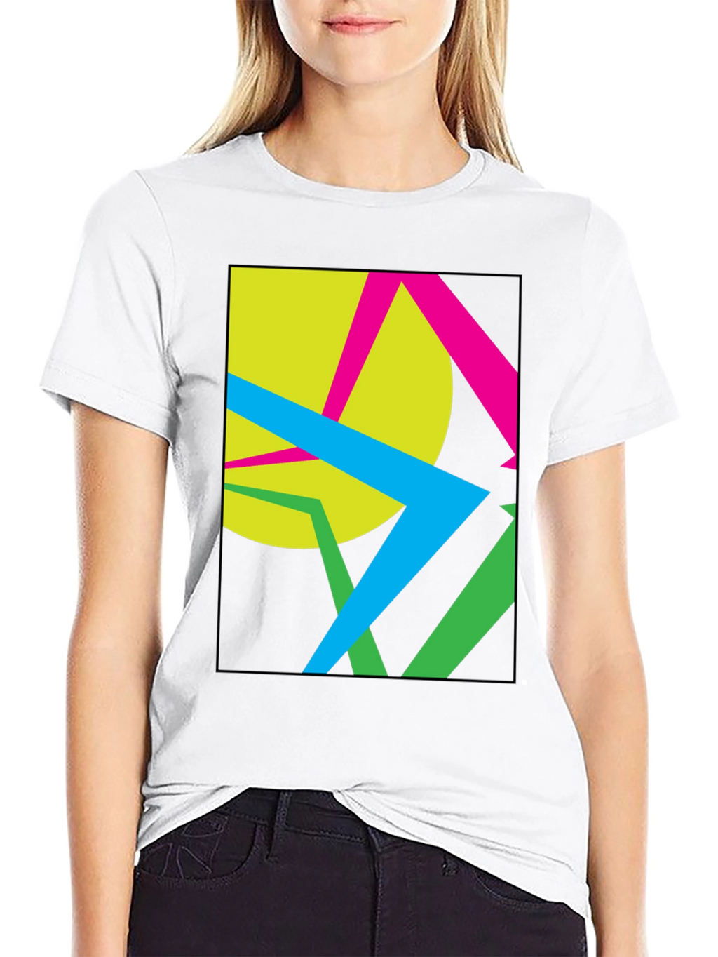 Abstract Geometric Graphic Black T-Shirt