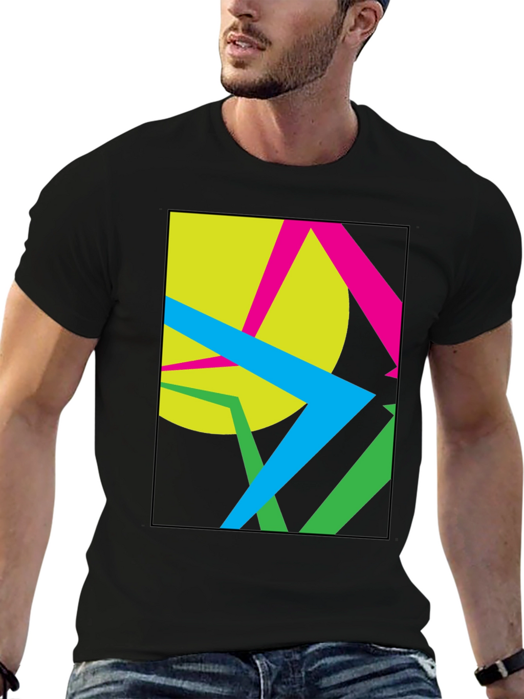 Abstract Geometric Graphic Black T-Shirt