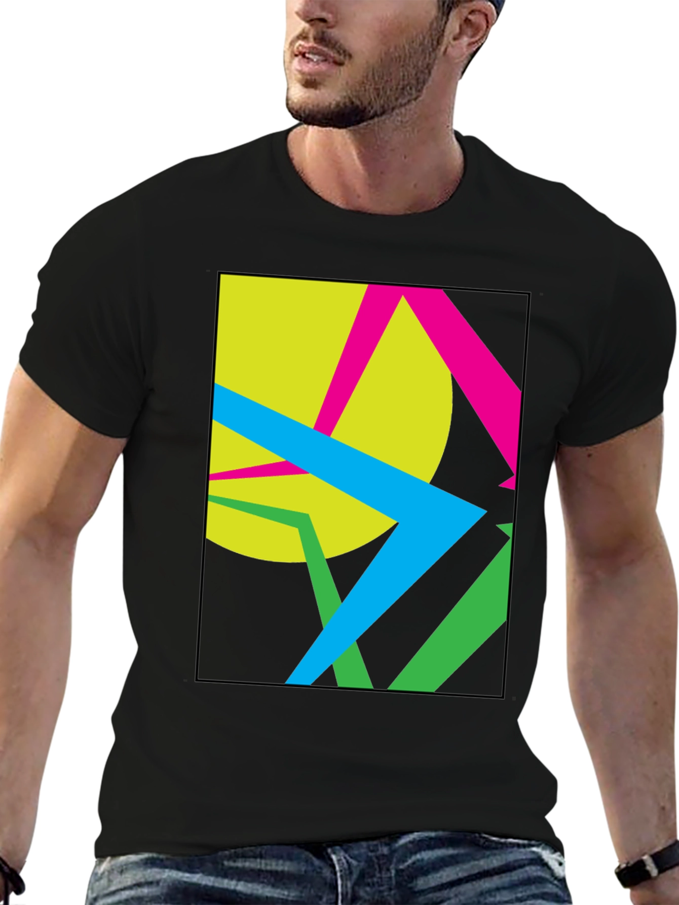 Abstract Geometric Graphic Black T-Shirt