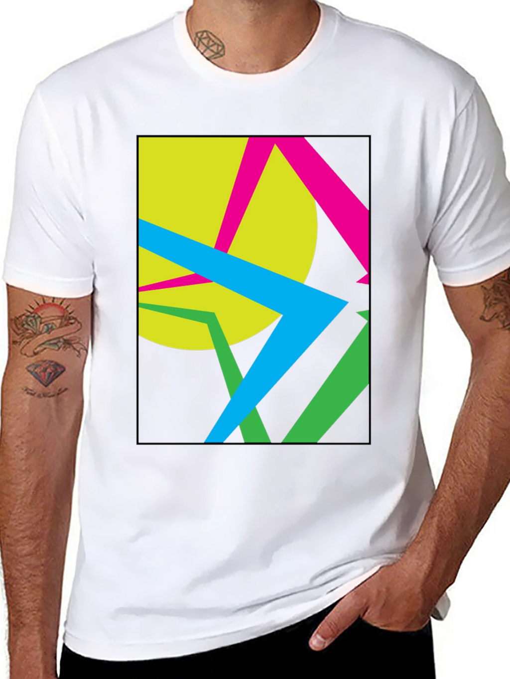 Abstract Geometric Graphic Black T-Shirt