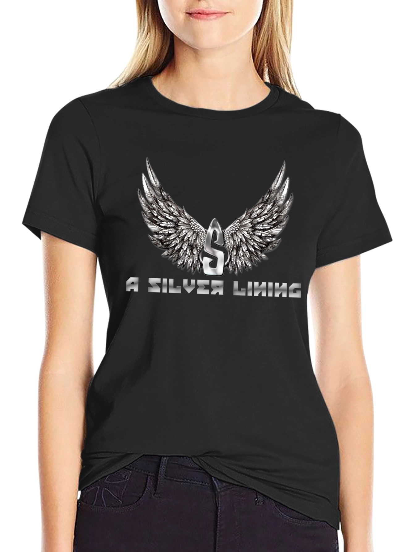 A Silver Lining Graphic Tee - Stylish Black T-Shirt