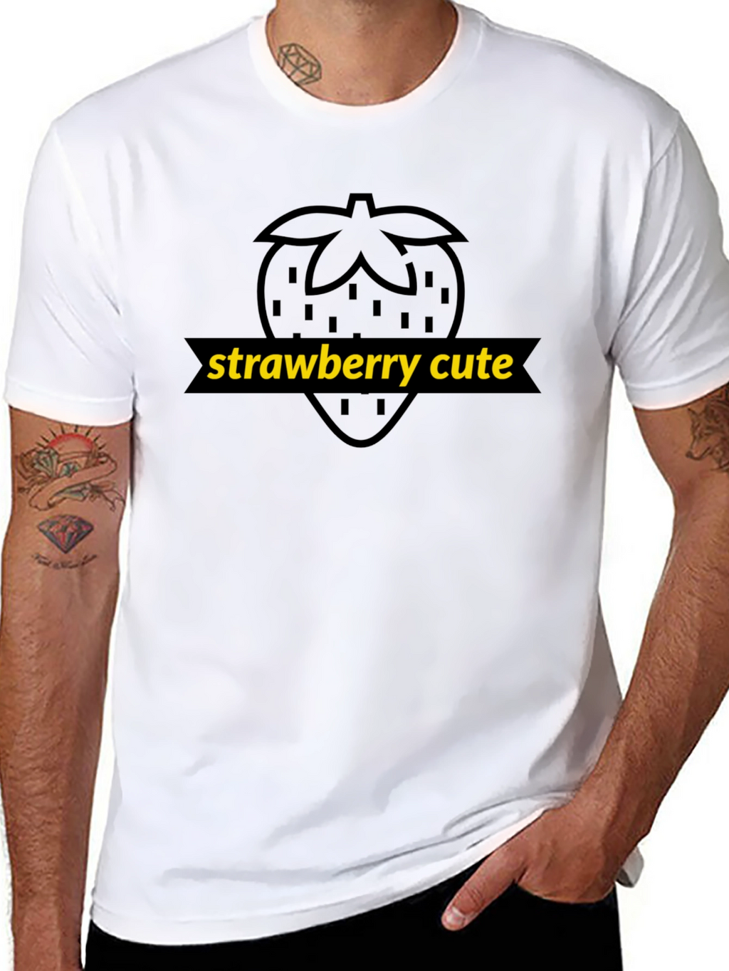 Strawberry Cute Graphic Tee - Unisex Black T-Shirt