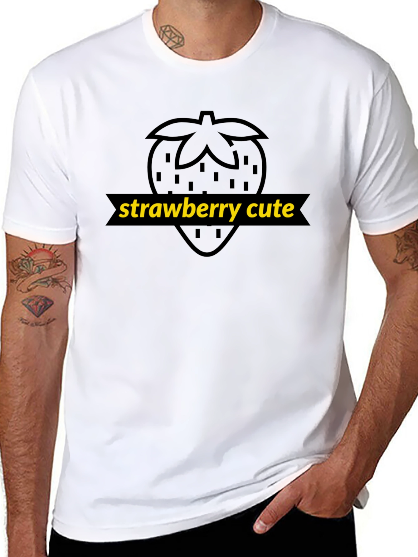 Strawberry Cute Graphic Tee - Unisex Black T-Shirt