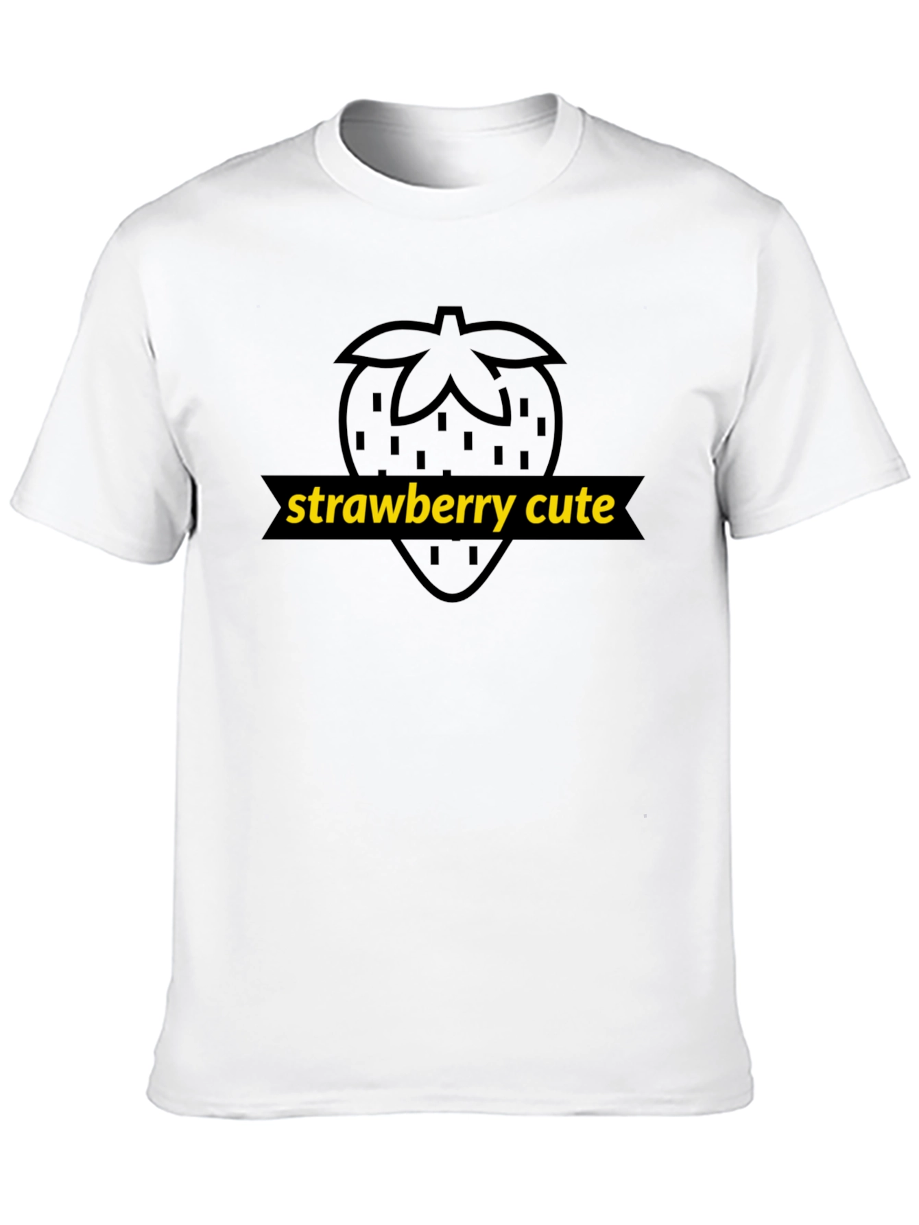Strawberry Cute Graphic Tee - Unisex Black T-Shirt