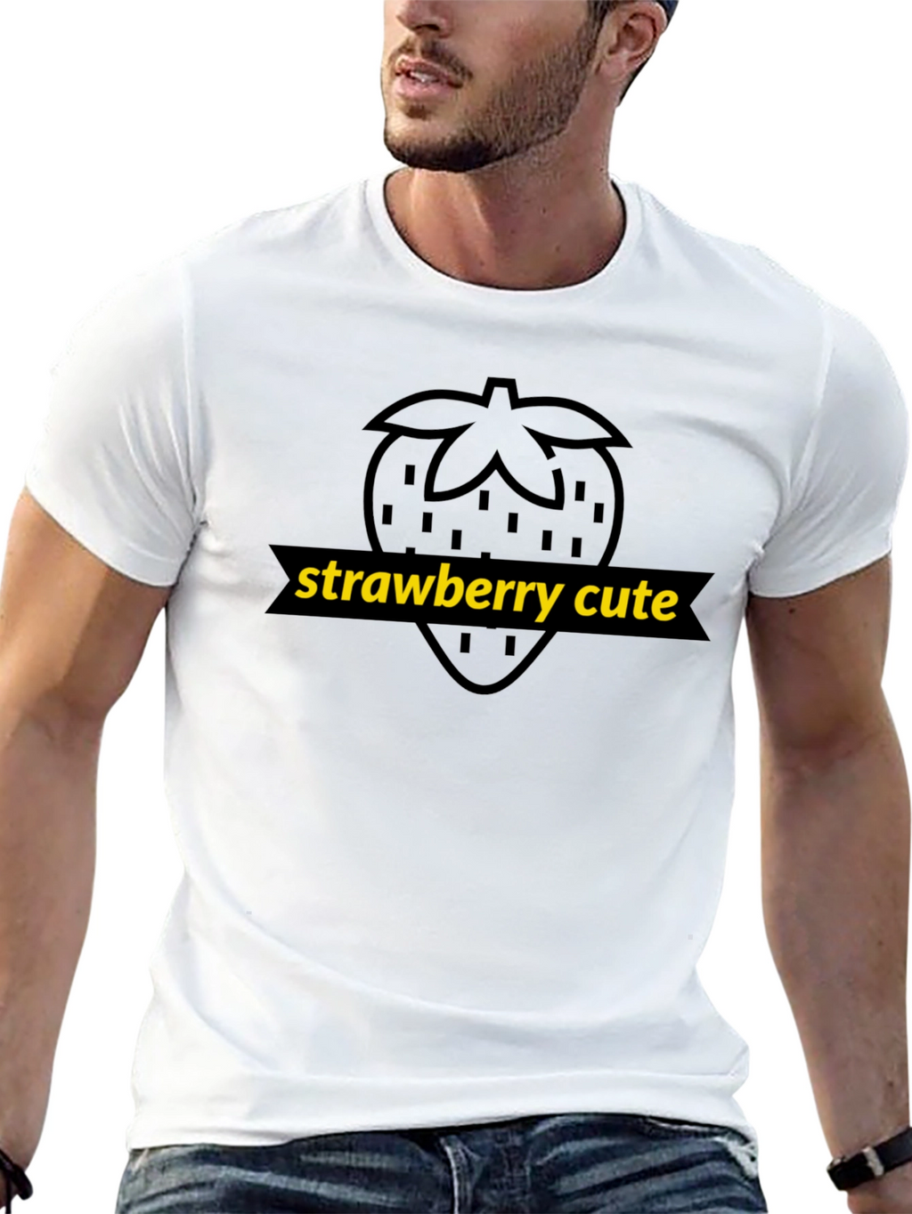 Strawberry Cute Graphic Tee - Unisex Black T-Shirt