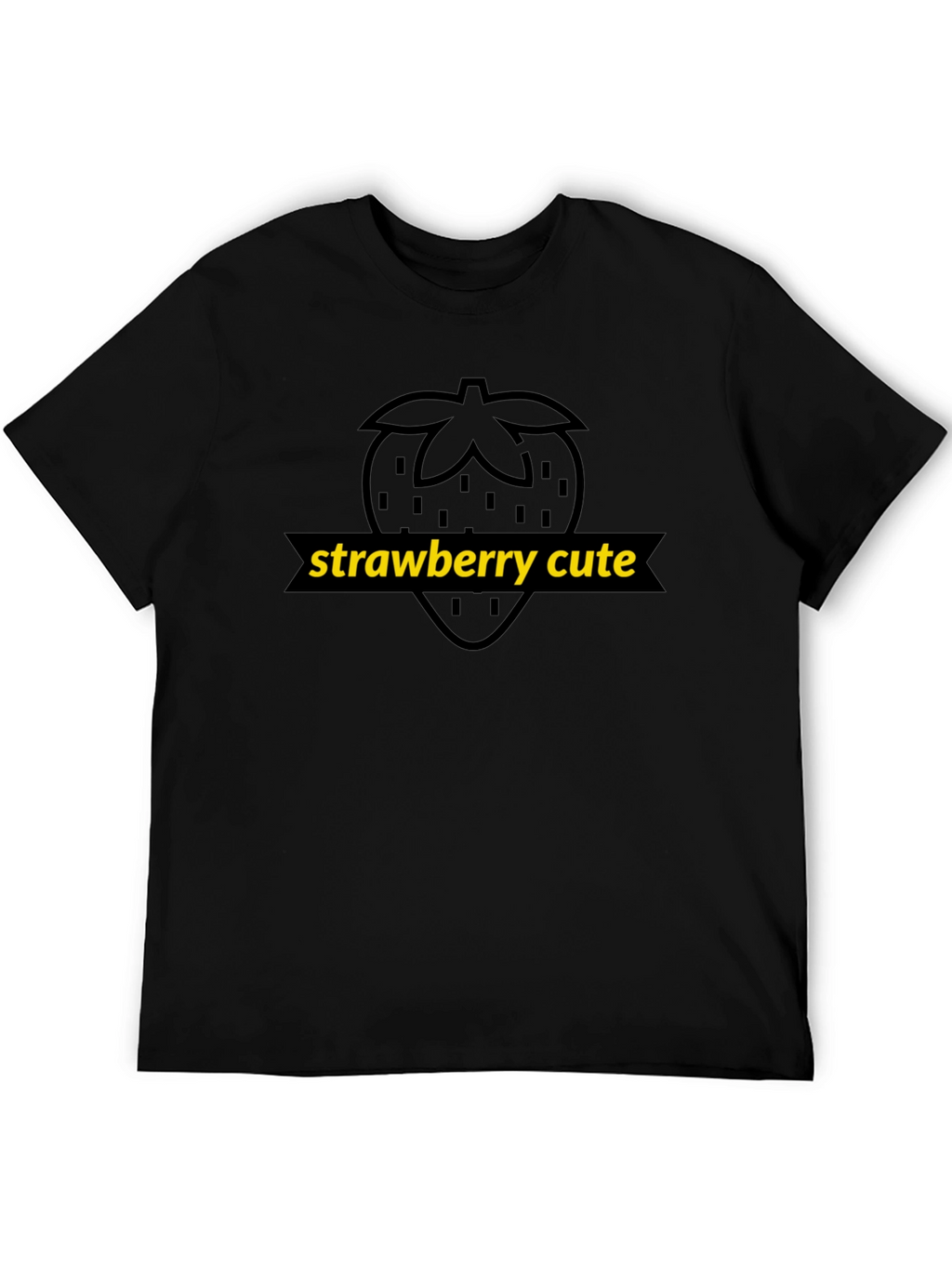 Strawberry Cute Graphic Tee - Unisex Black T-Shirt