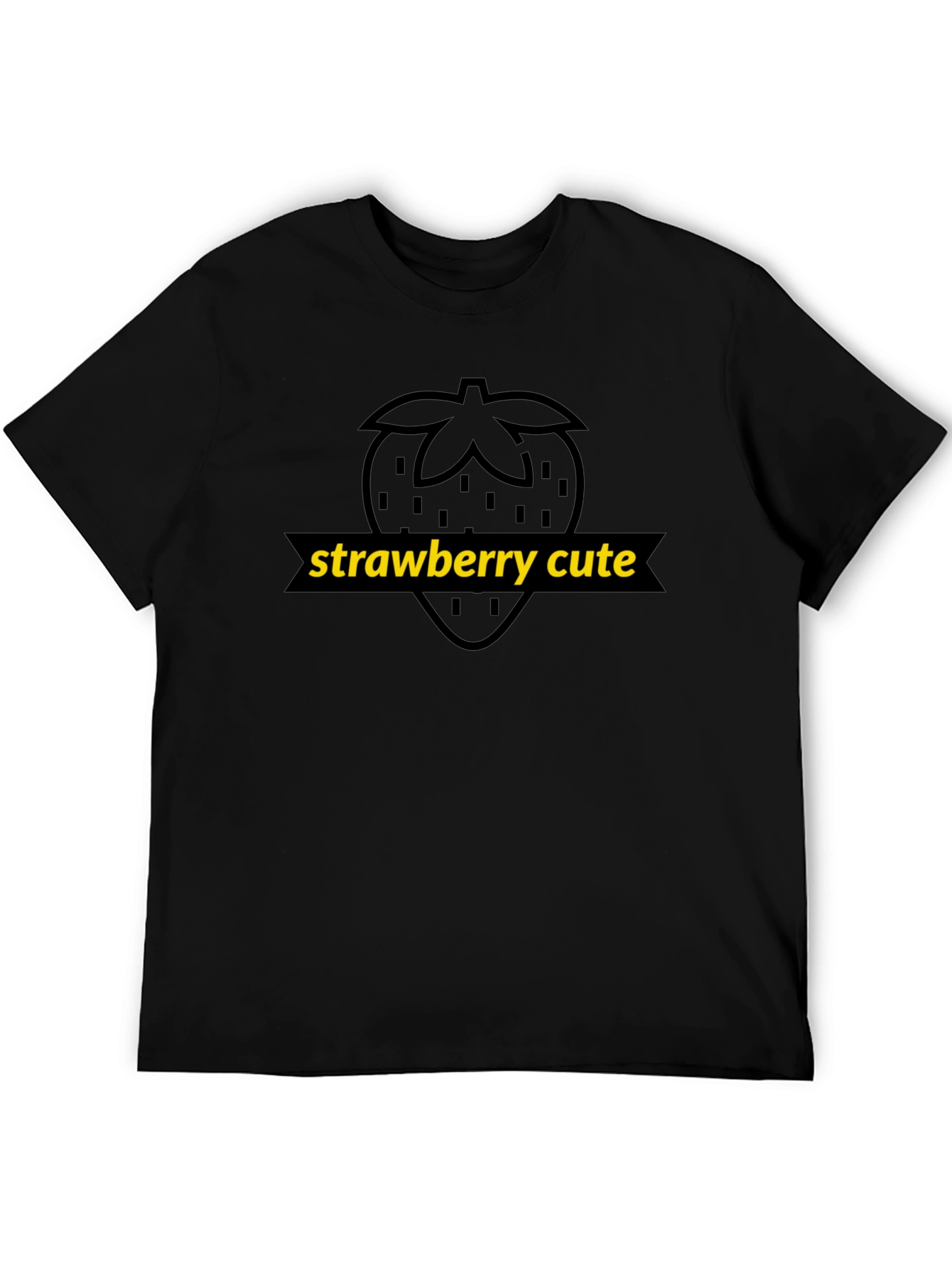 Strawberry Cute Graphic Tee - Unisex Black T-Shirt