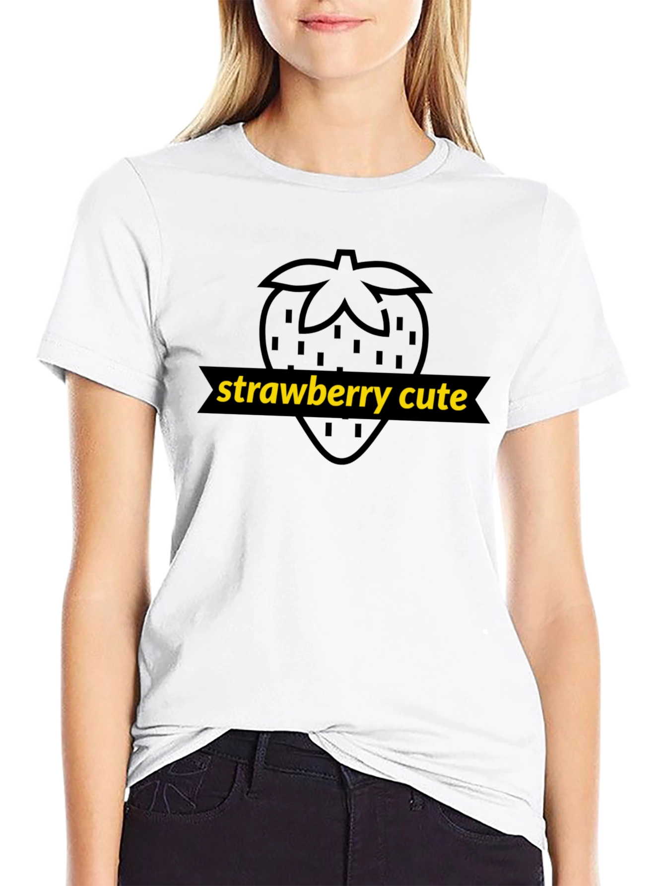 Strawberry Cute Graphic Tee - Unisex Black T-Shirt
