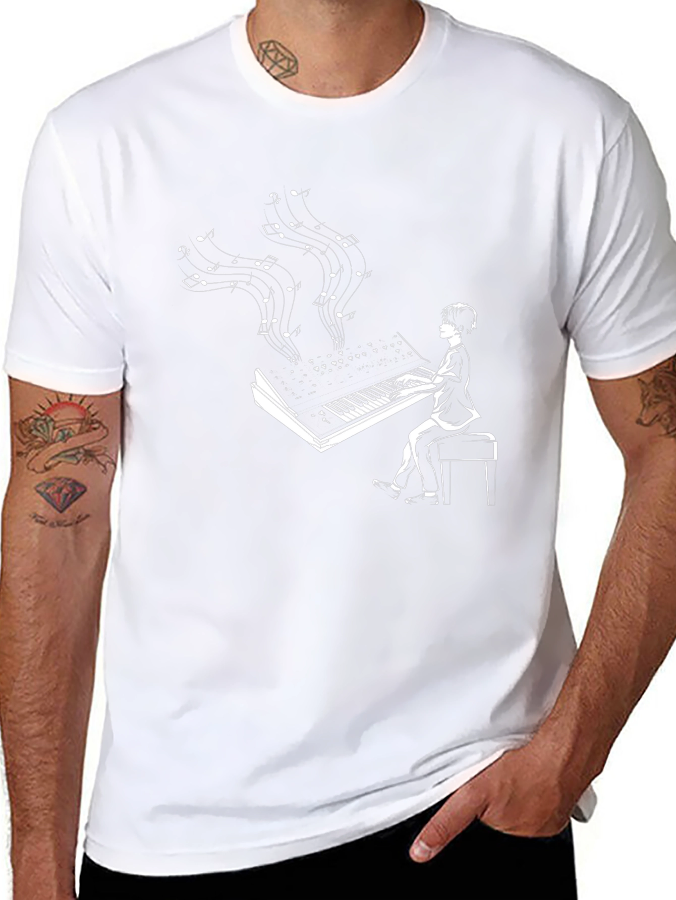 Pianist Graphic Tee - Music Lovers Black T-Shirt