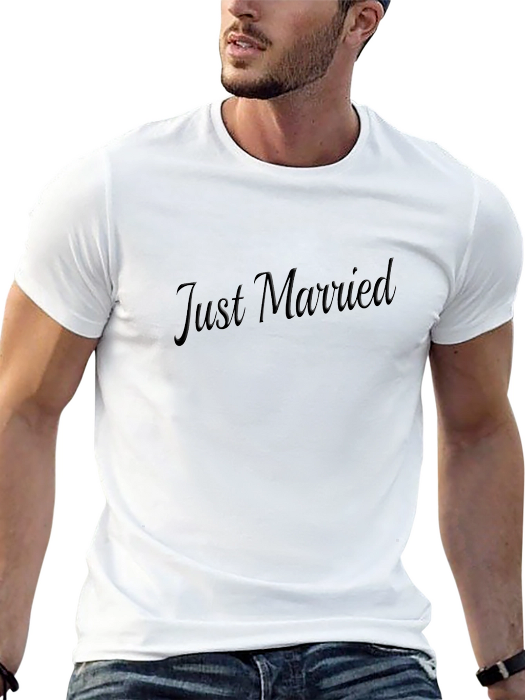 Just Married Black Crew Neck T-Shirt