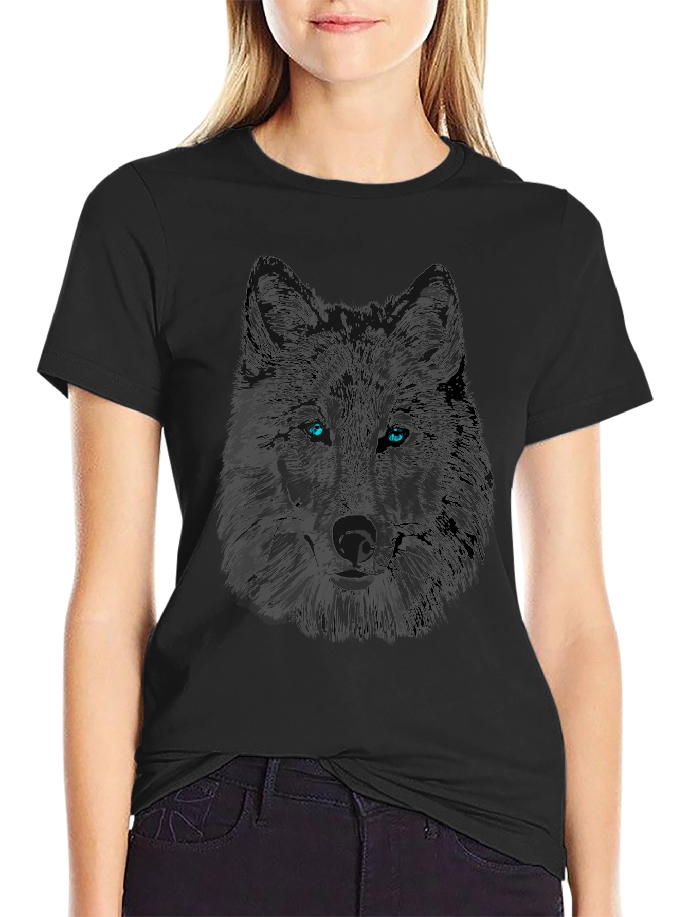 Black Wolf Graphic Tee - Mens Stylish Crew Neck T-Shirt