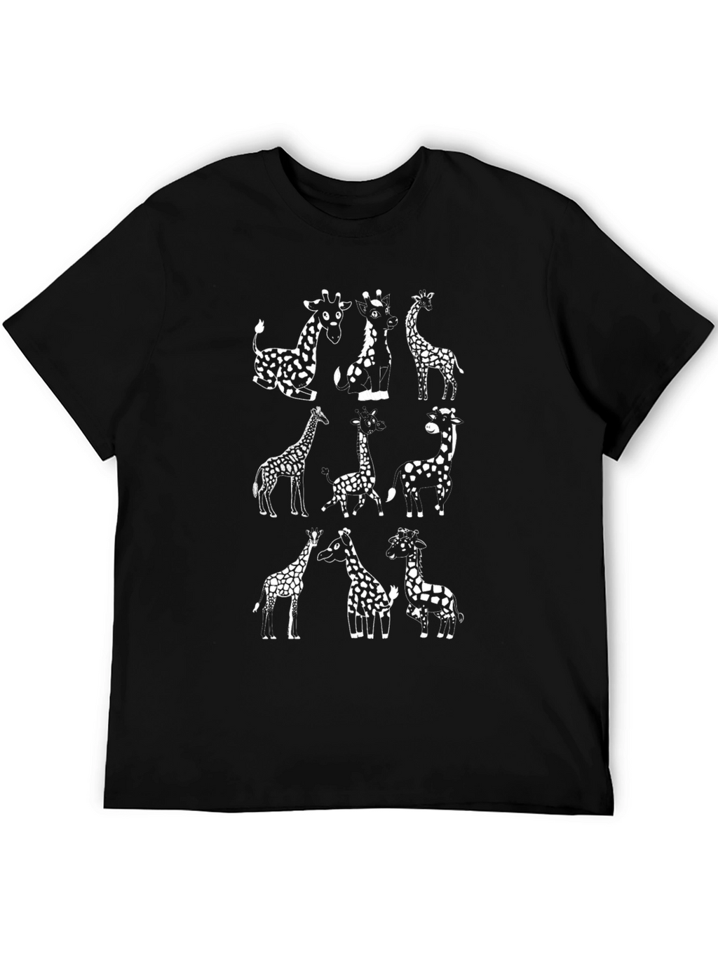 Giraffe Print Black T-Shirt - Novelty Graphic Tee