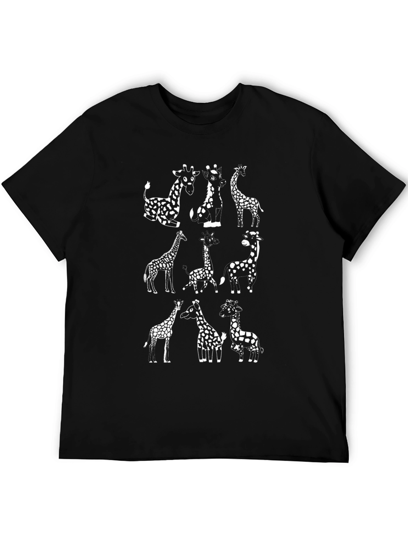 Giraffe Print Black T-Shirt - Novelty Graphic Tee