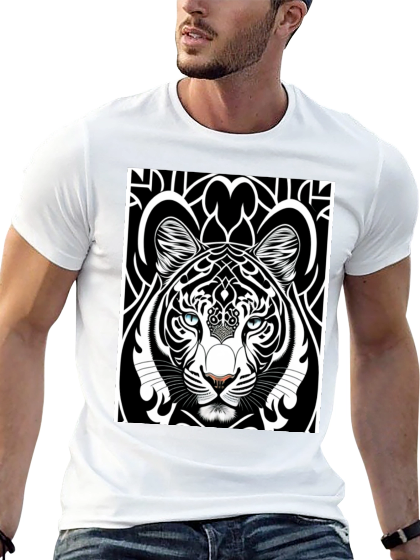 Graphic Tiger Tee - Black Cotton Comfort