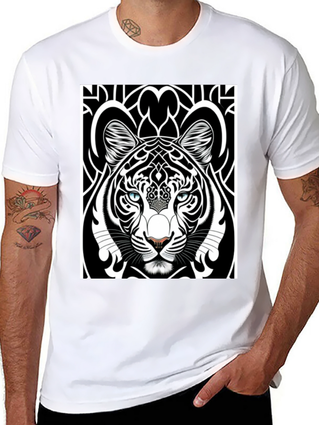 Graphic Tiger Tee - Black Cotton Comfort