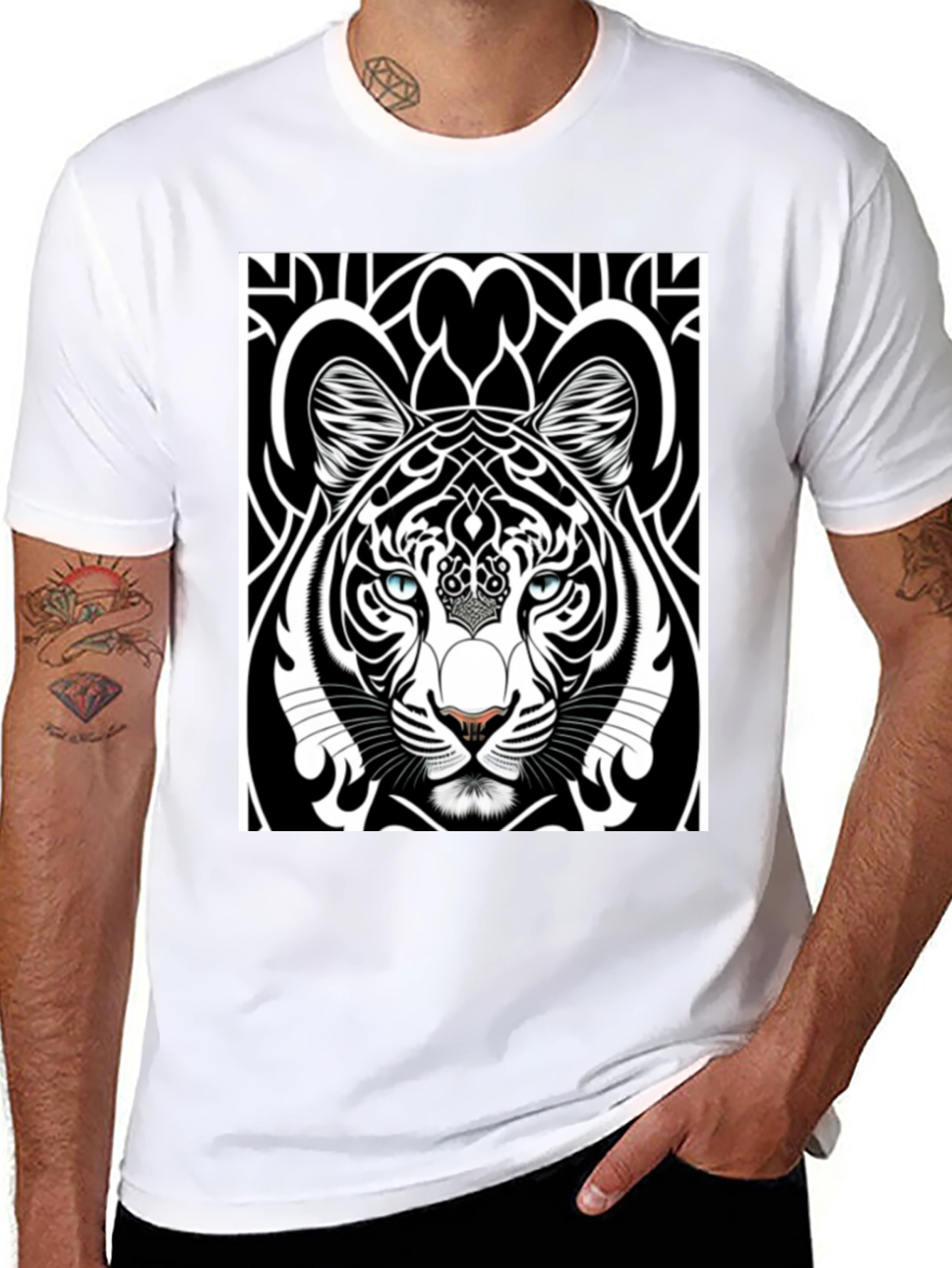 Graphic Tiger Tee - Black Cotton Comfort