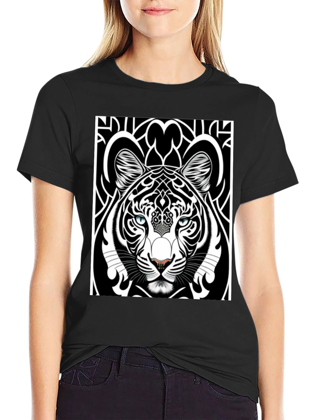 Graphic Tiger Tee - Black Cotton Comfort
